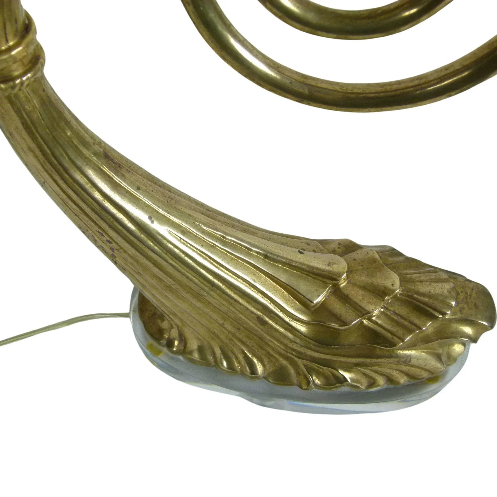 1980s Chapman Art Nouveau Brass Table Lamp on Lucite Base, 1987 - 9