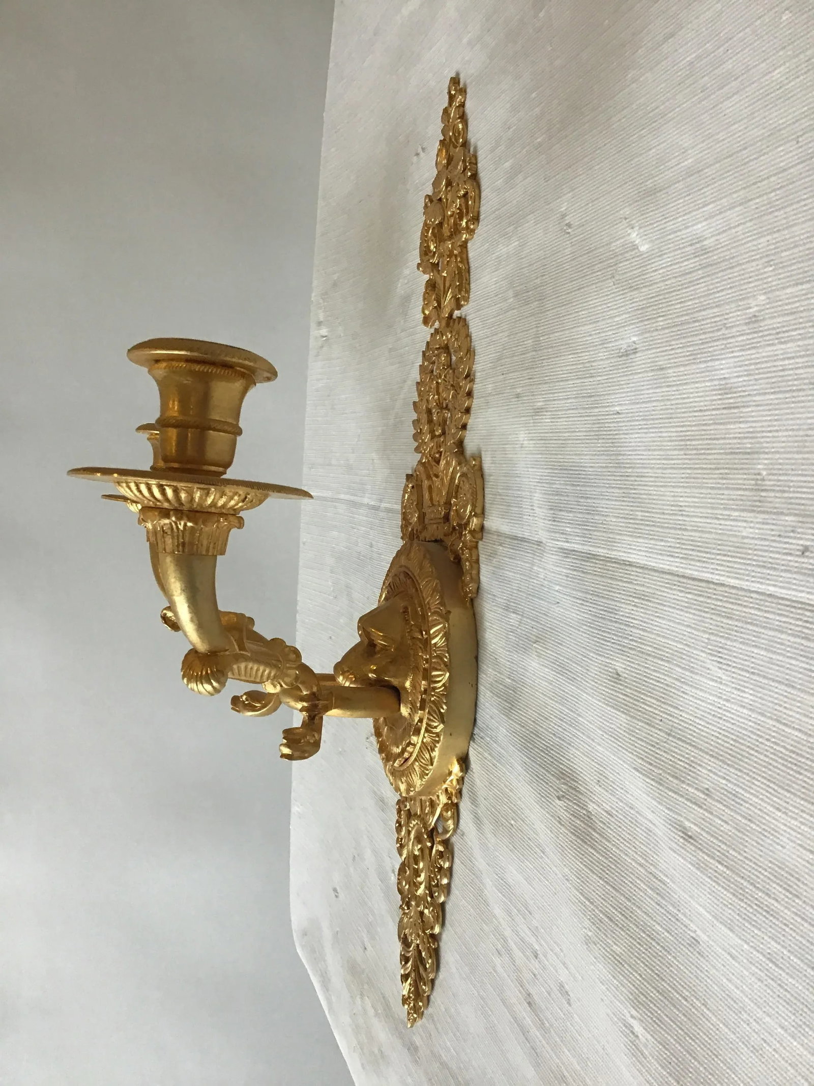 3 Versace Style Gold-Plated Lion Head Classical Sconces - 4