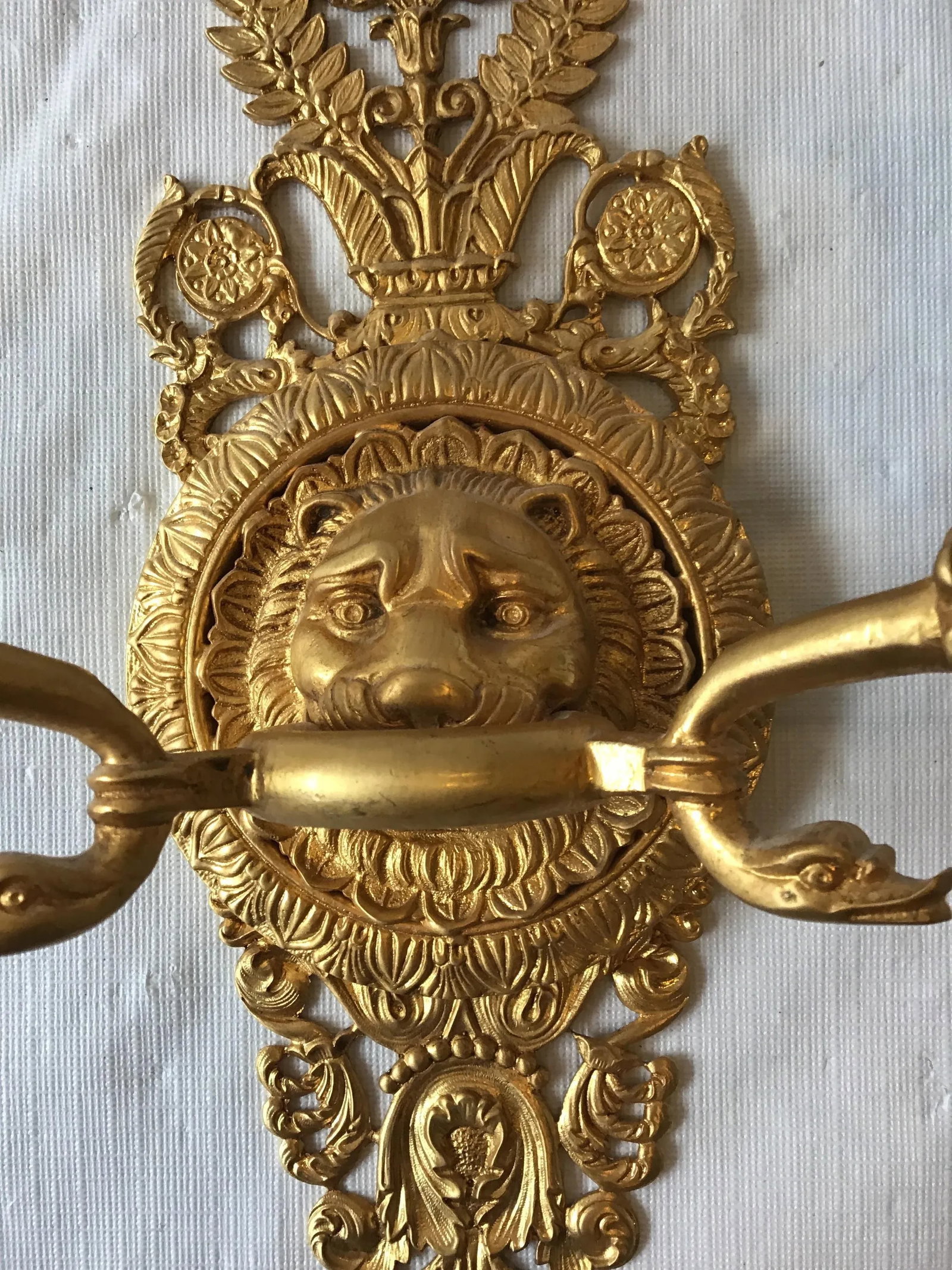 3 Versace Style Gold-Plated Lion Head Classical Sconces - 6