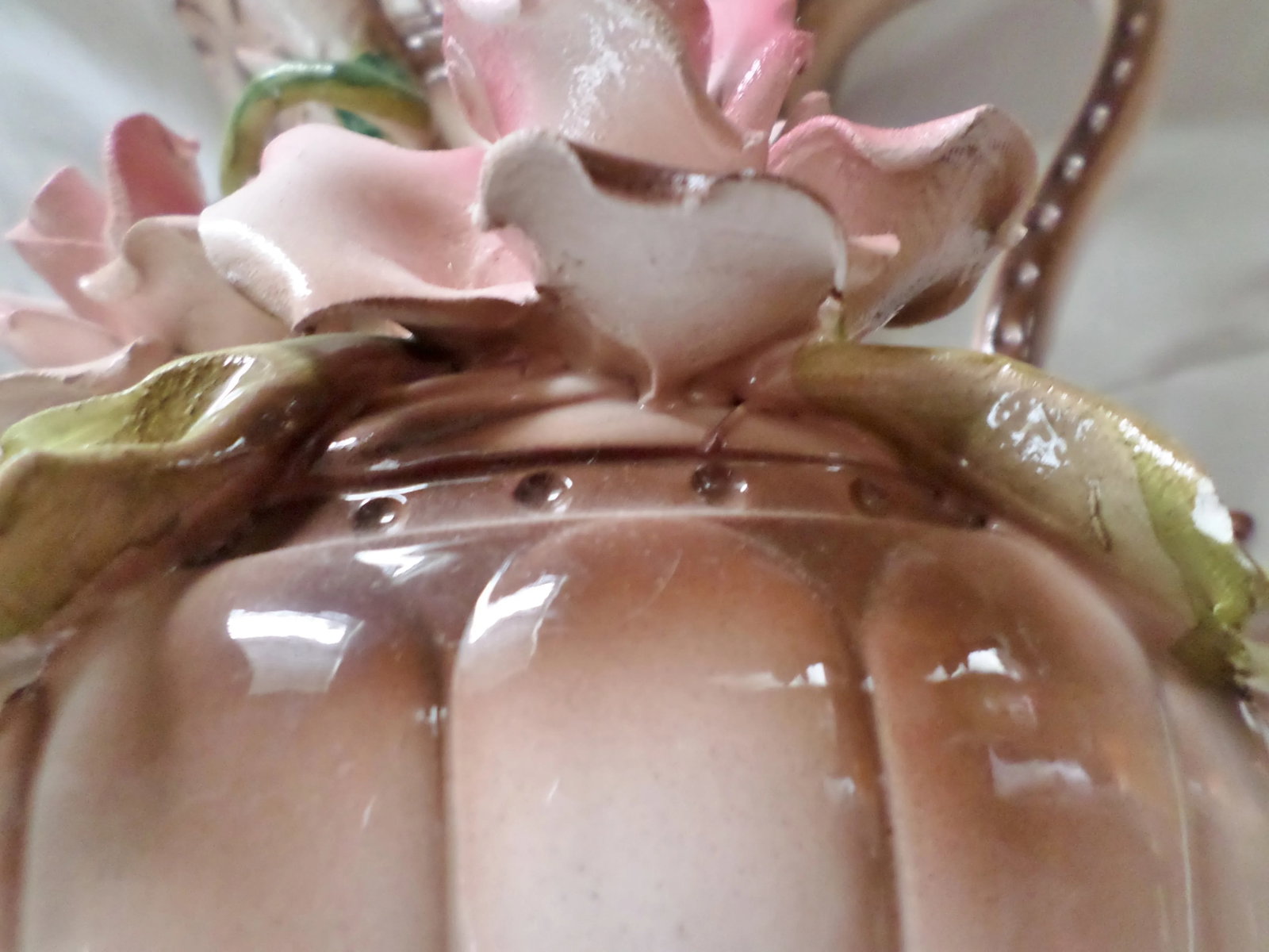 Vintage Italian Amphora Capodimonte Double Handled Vase Urn With Roses - 11