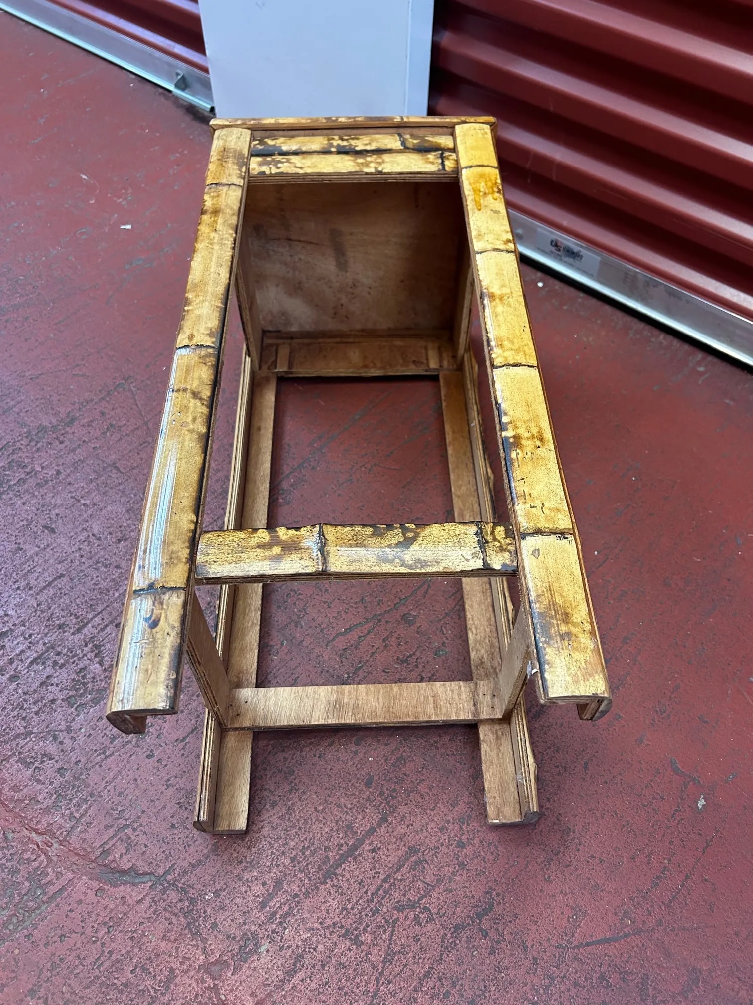 Vintage Burnt Bamboo Side Table/Plant Stand - 10