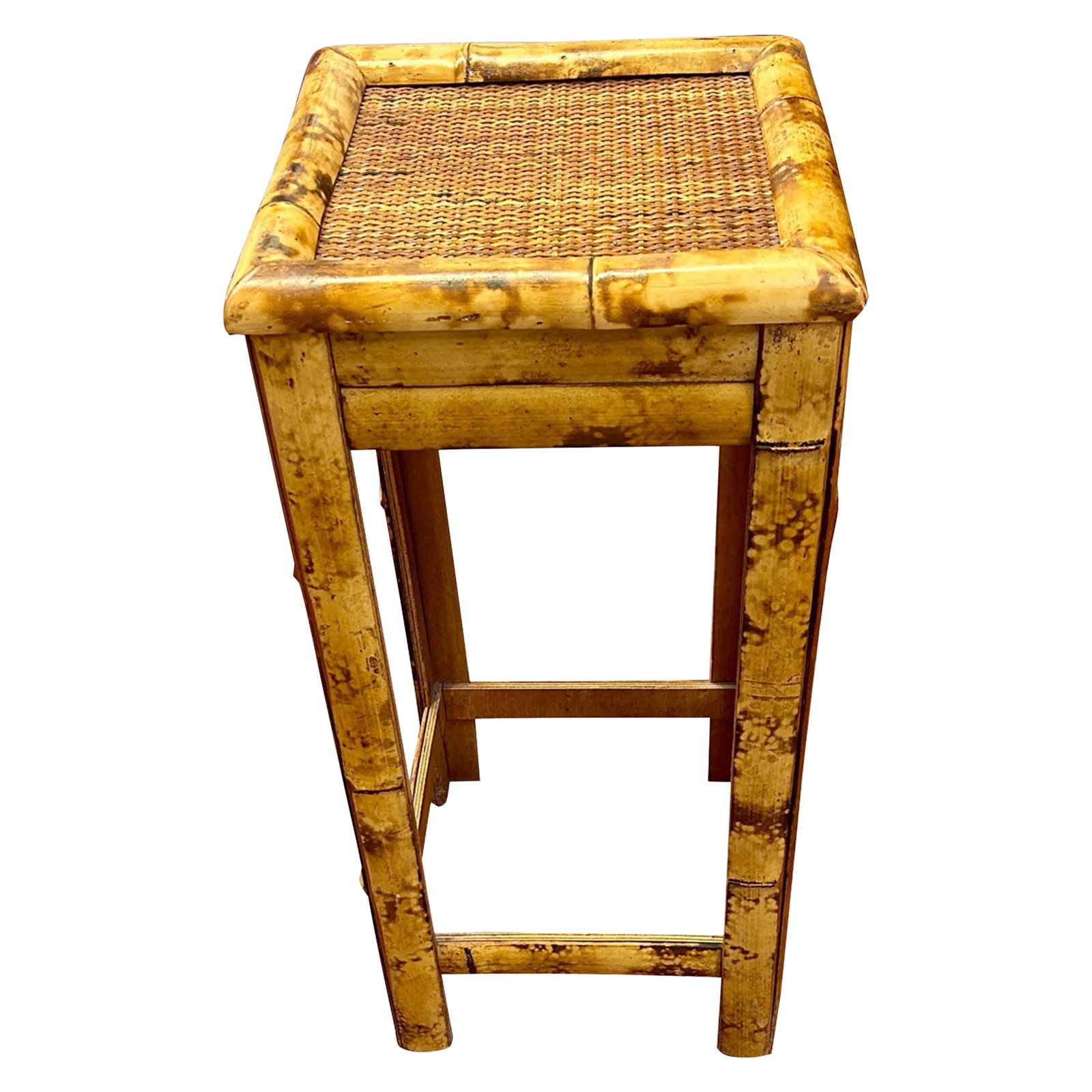 Vintage Burnt Bamboo Side Table/Plant Stand: Vintage Burnt Bamboo Side Table/Plant Stand. A very versatile and timeless piece. This piece is in good vintage condition and is sturdy. Condition: Alterations: Original Condition Unaltered Imperfecti