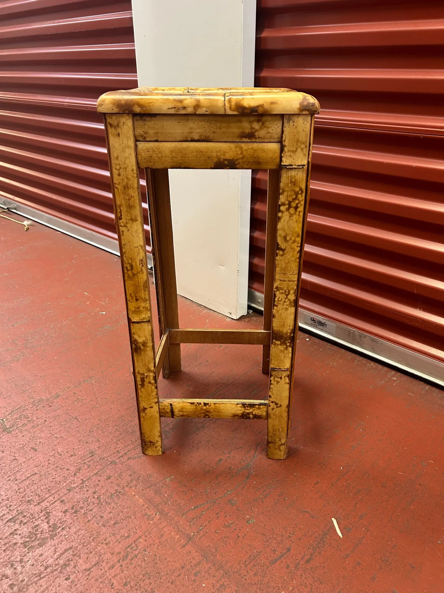 Vintage Burnt Bamboo Side Table/Plant Stand - 2