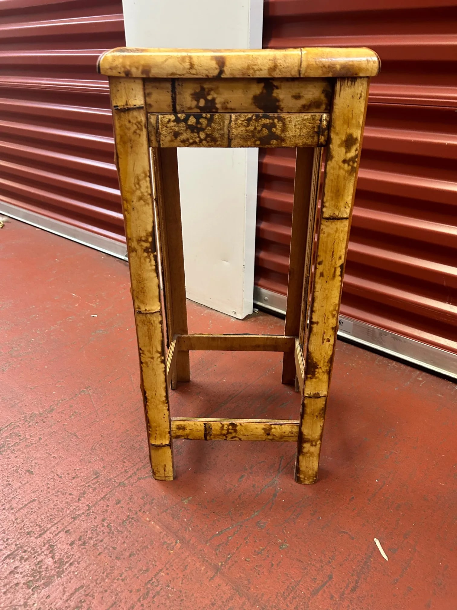 Vintage Burnt Bamboo Side Table/Plant Stand - 3