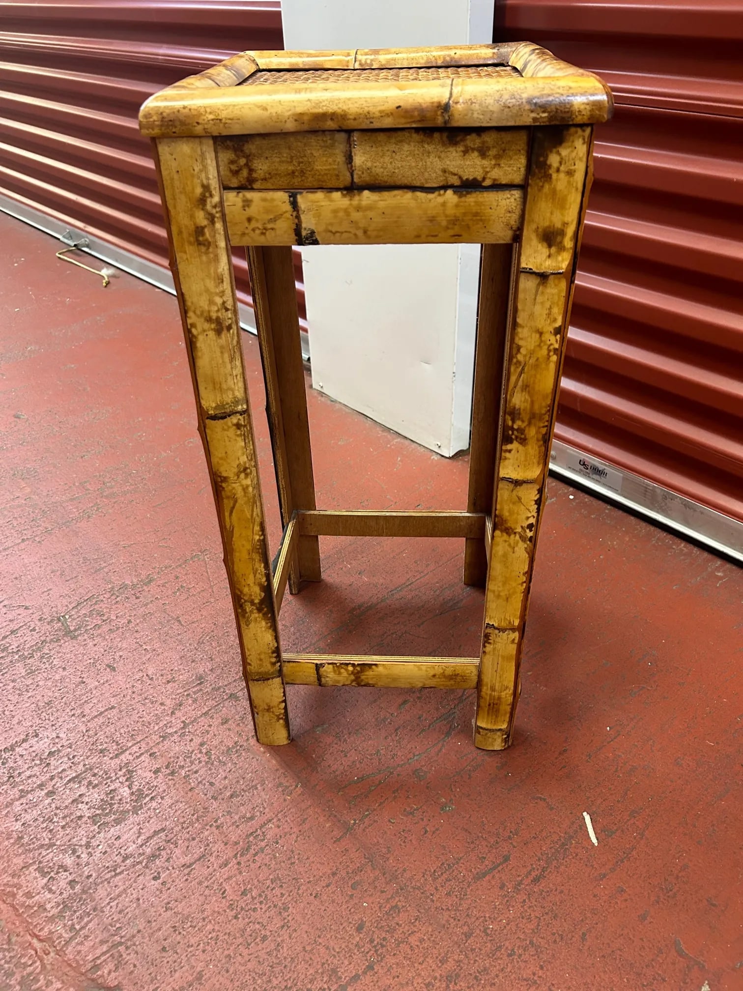 Vintage Burnt Bamboo Side Table/Plant Stand - 4