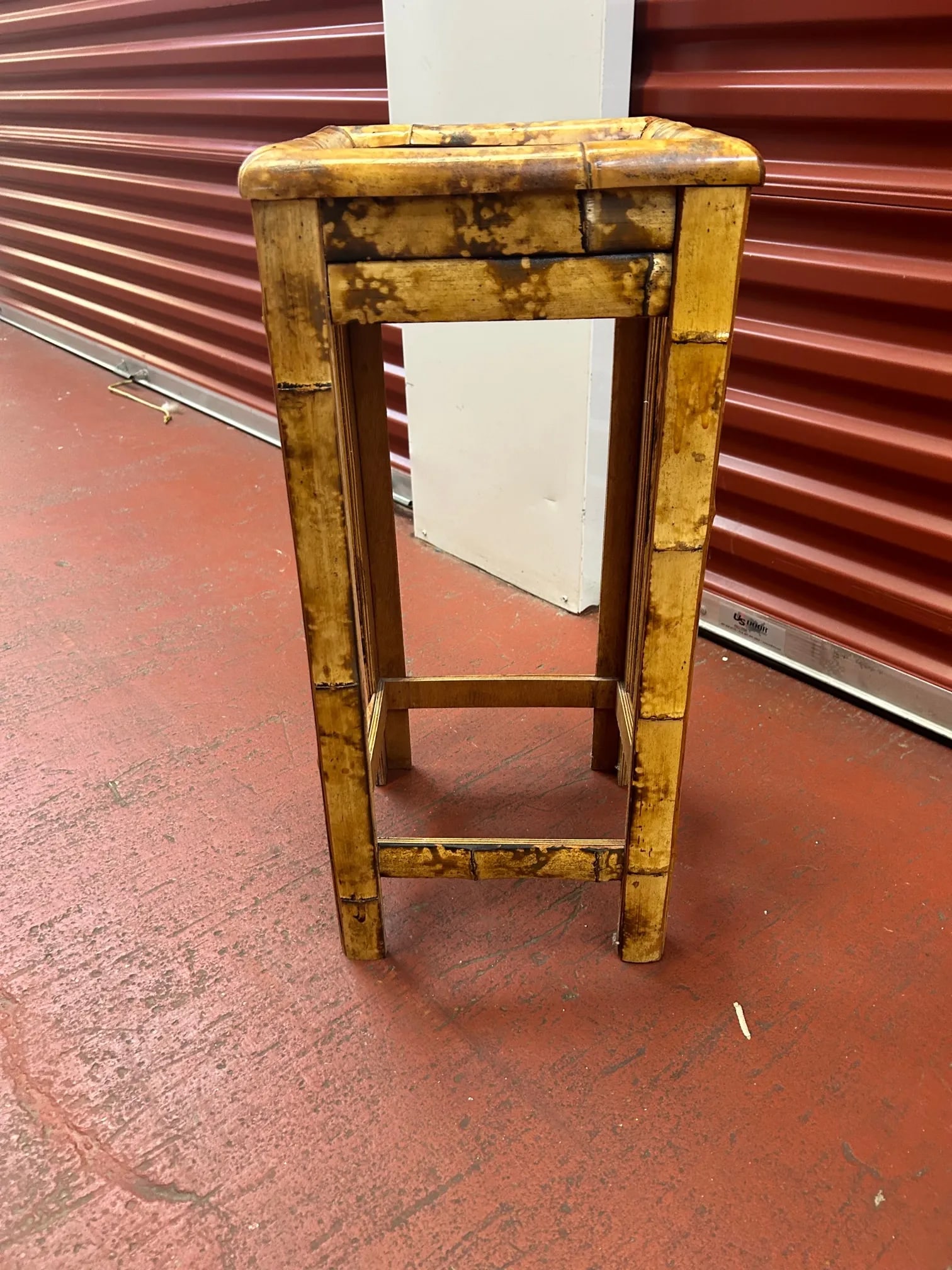 Vintage Burnt Bamboo Side Table/Plant Stand - 5