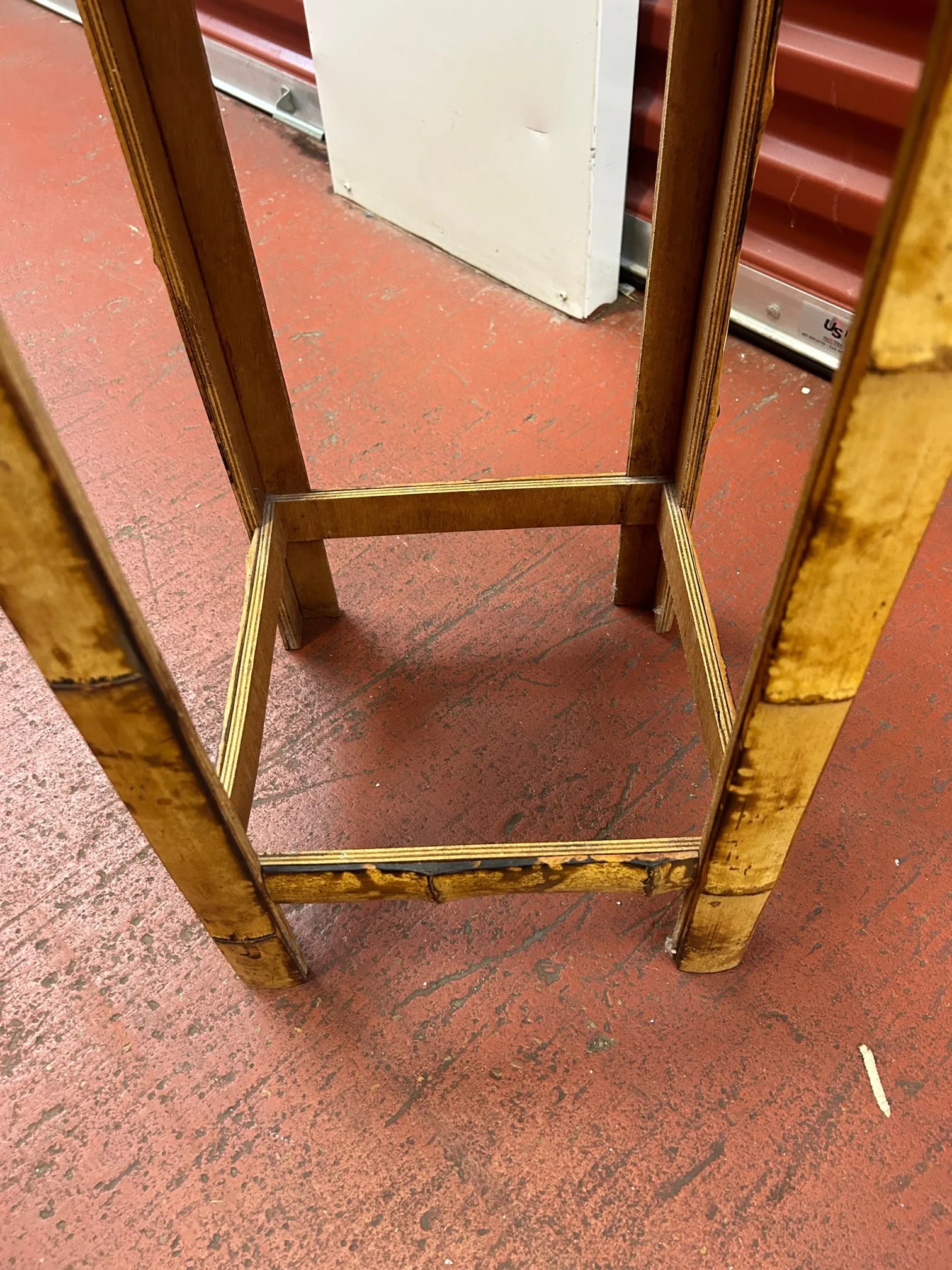 Vintage Burnt Bamboo Side Table/Plant Stand - 7