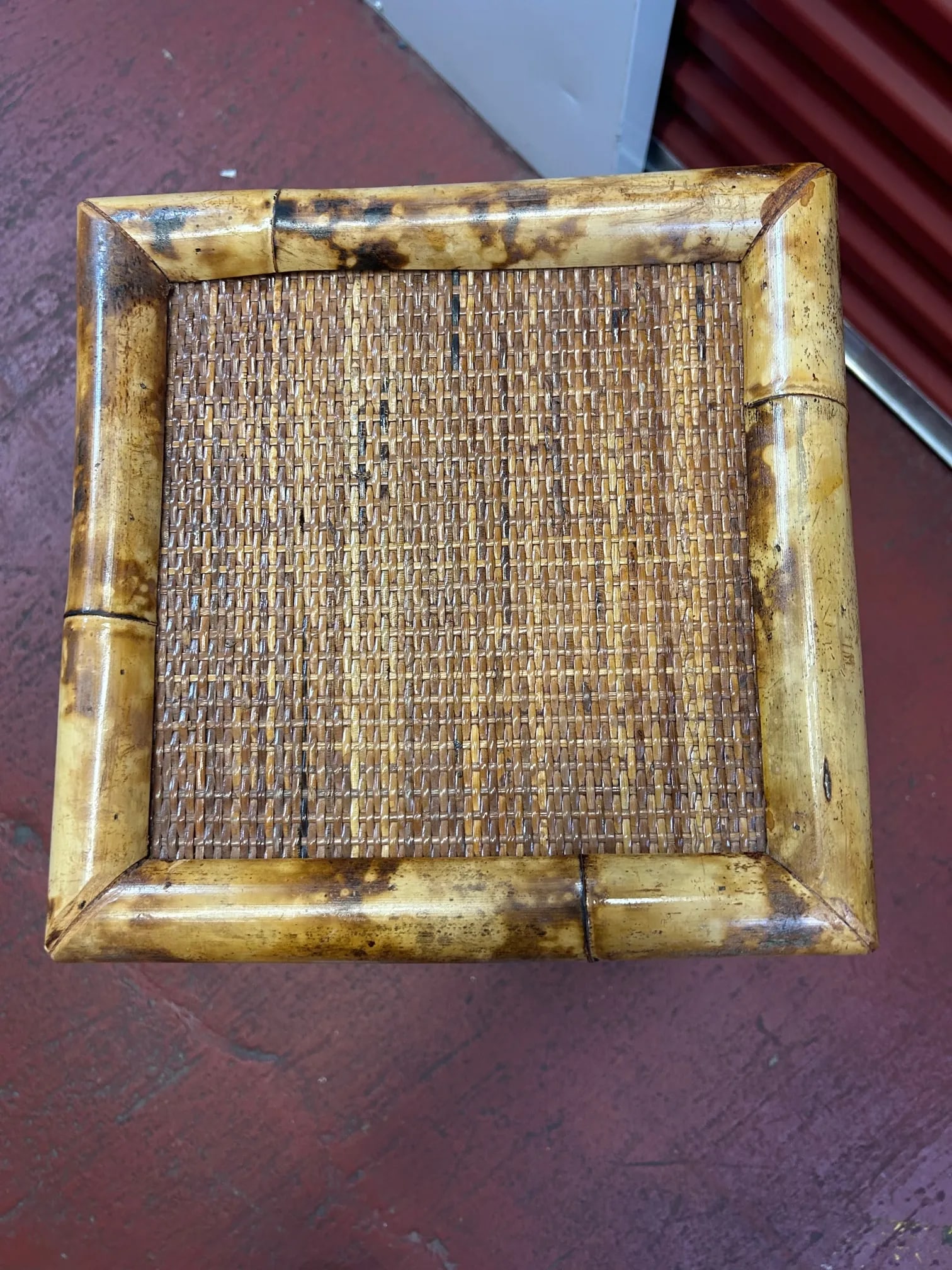 Vintage Burnt Bamboo Side Table/Plant Stand - 8