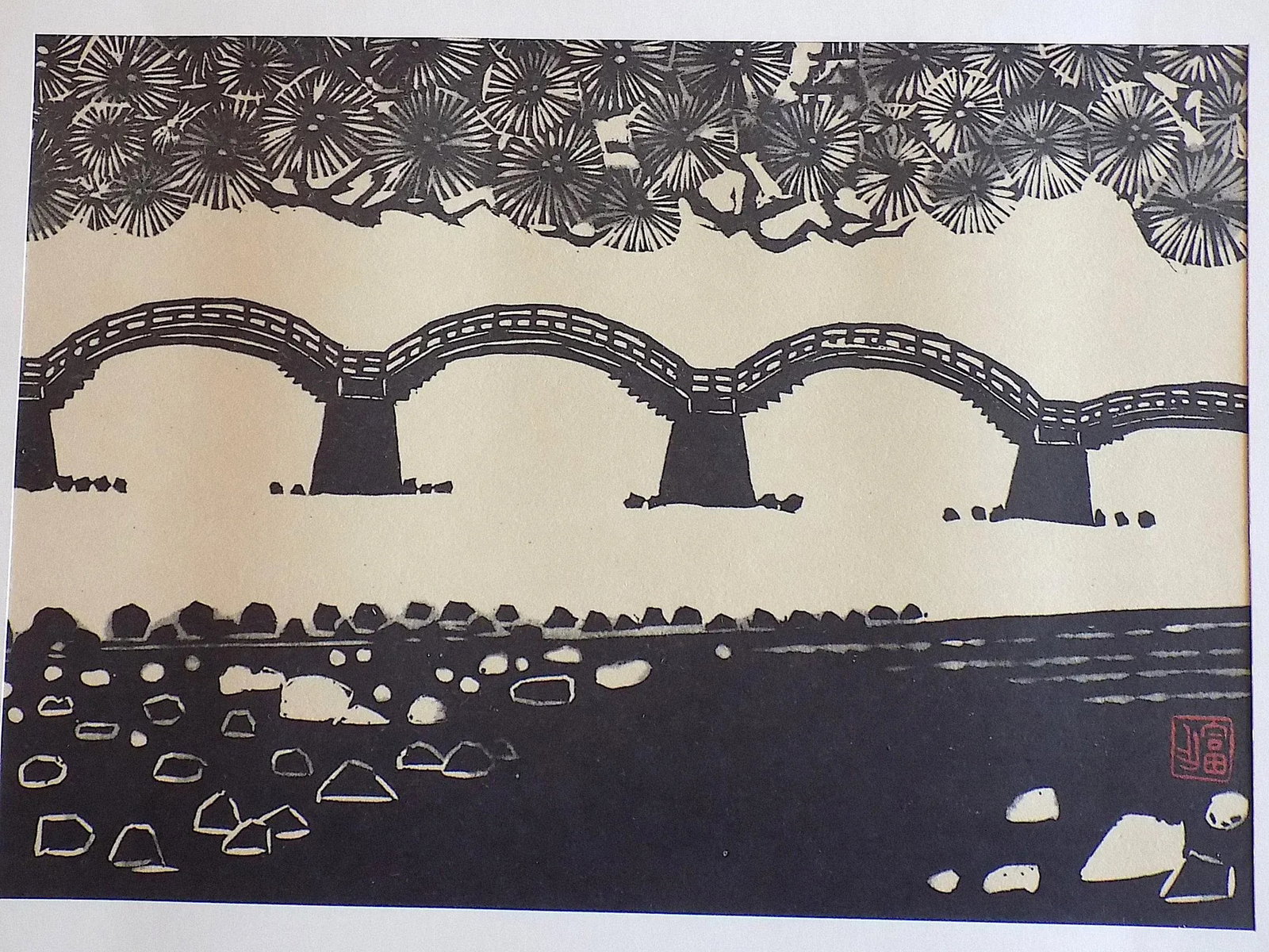 Vintage Signed Folio Size Mid 20th C. Japanese Landscape Lithographs - Set of 4 - 4