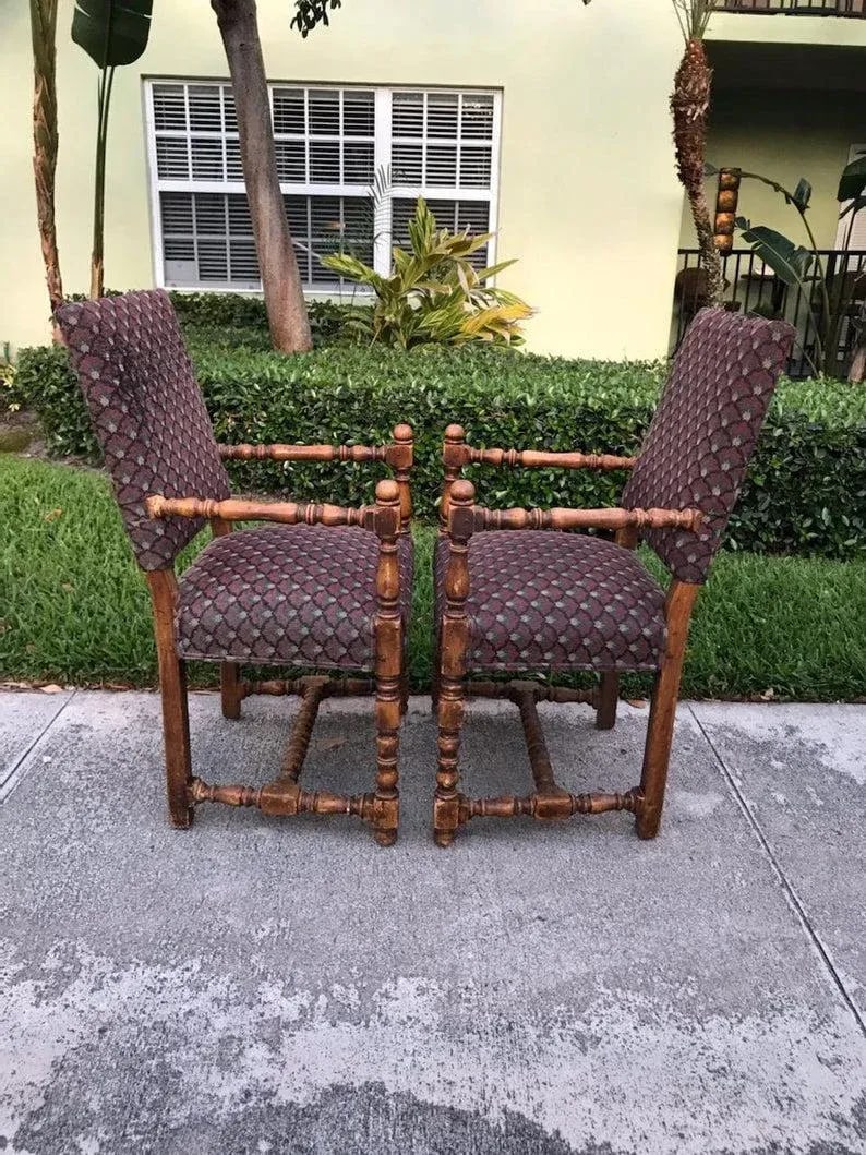 Antique Jacobean Chairs Pegged With Bulbous Turnings - a Pair - 3