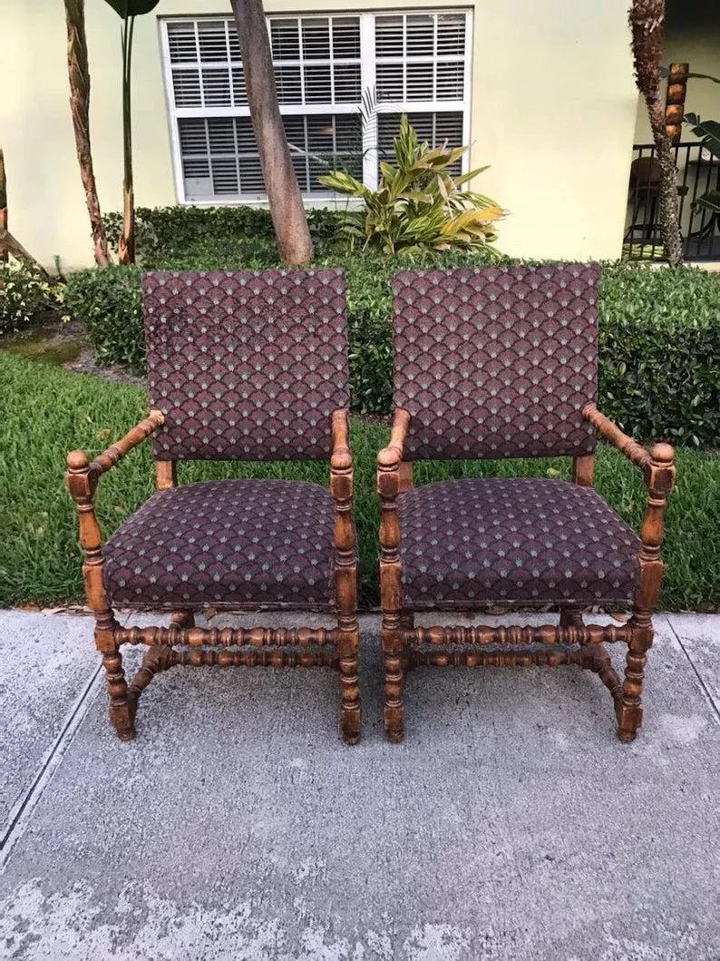 Antique Jacobean Chairs Pegged With Bulbous Turnings - a Pair - 6