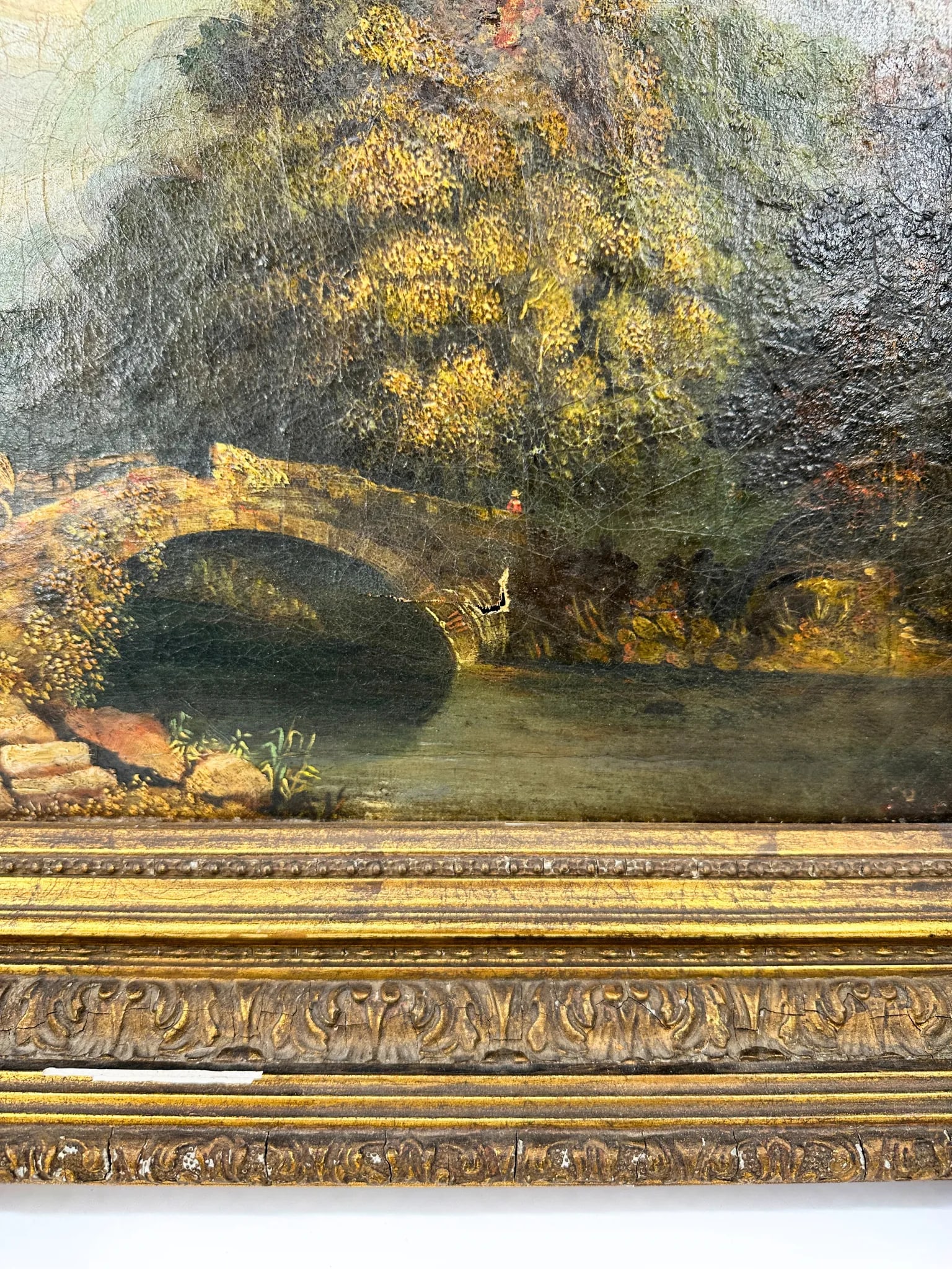 19th Century Landscape Painting Gilt Frame Antique - 10