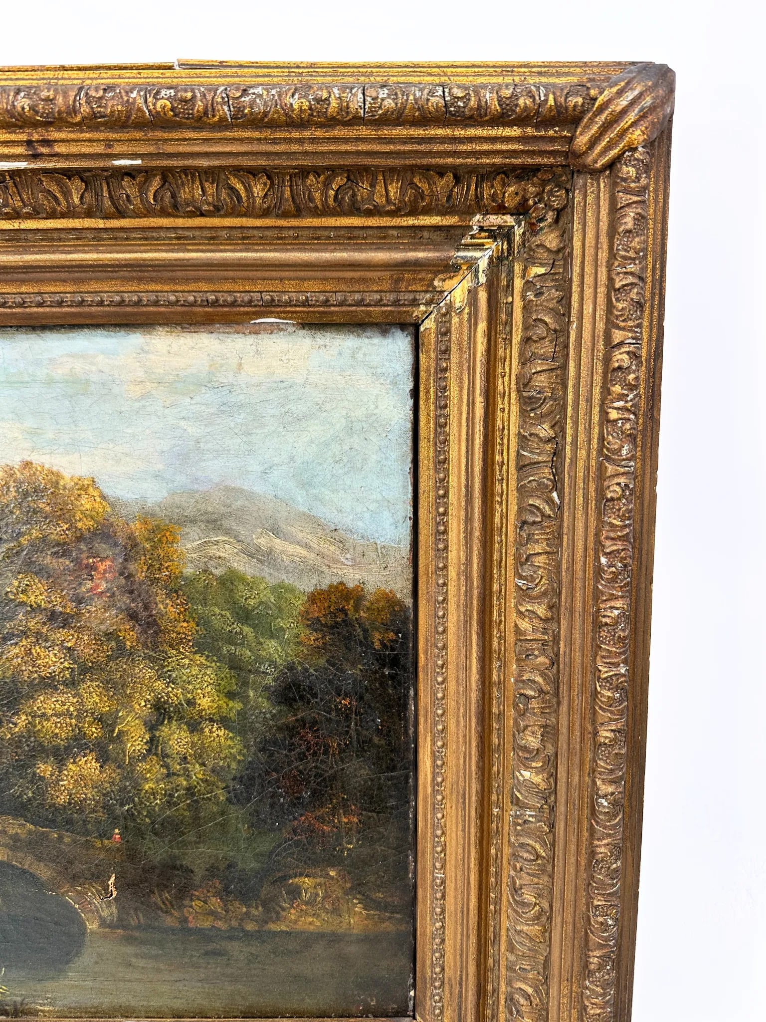 19th Century Landscape Painting Gilt Frame Antique - 3