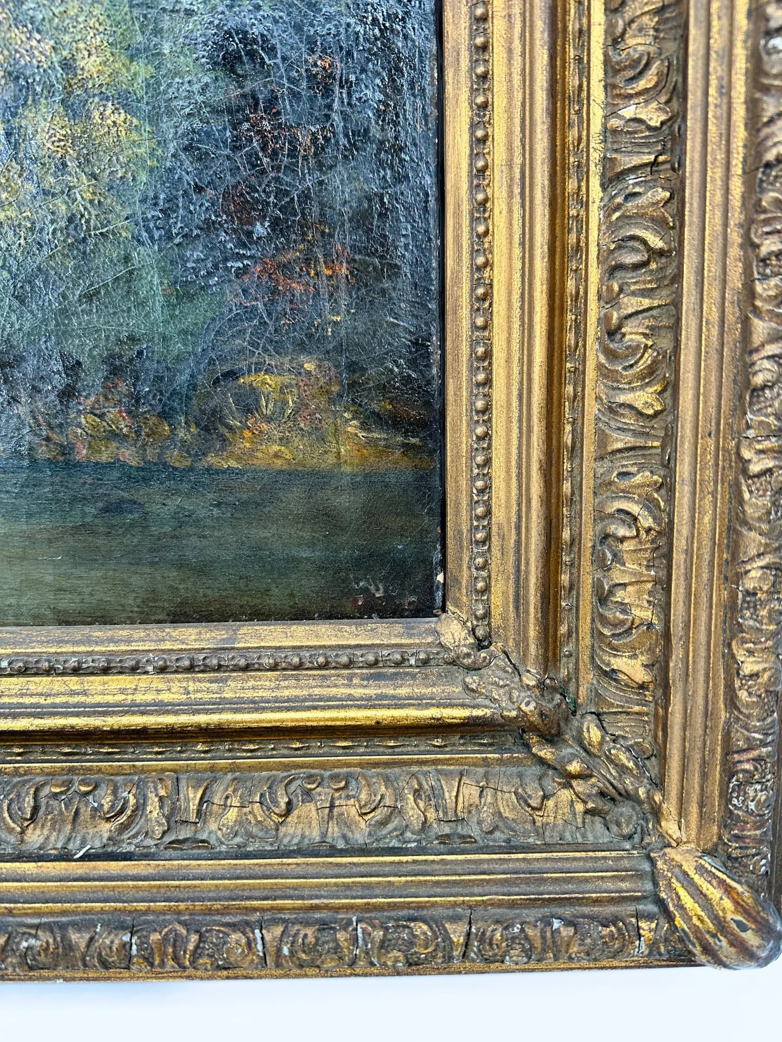 19th Century Landscape Painting Gilt Frame Antique - 4