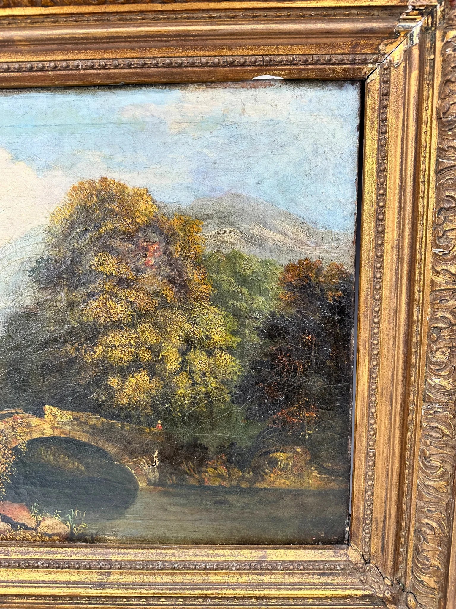 19th Century Landscape Painting Gilt Frame Antique - 7
