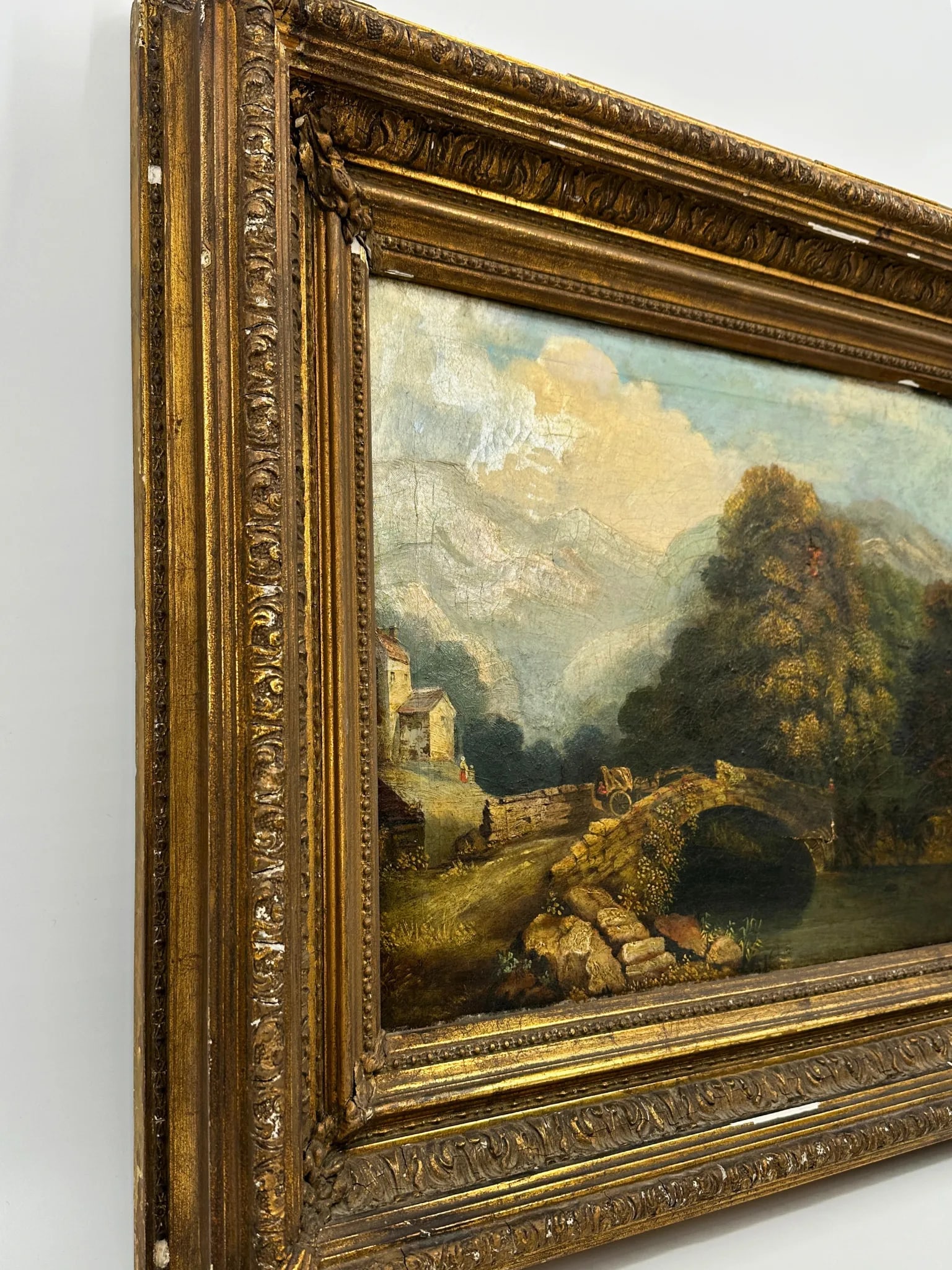 19th Century Landscape Painting Gilt Frame Antique - 8