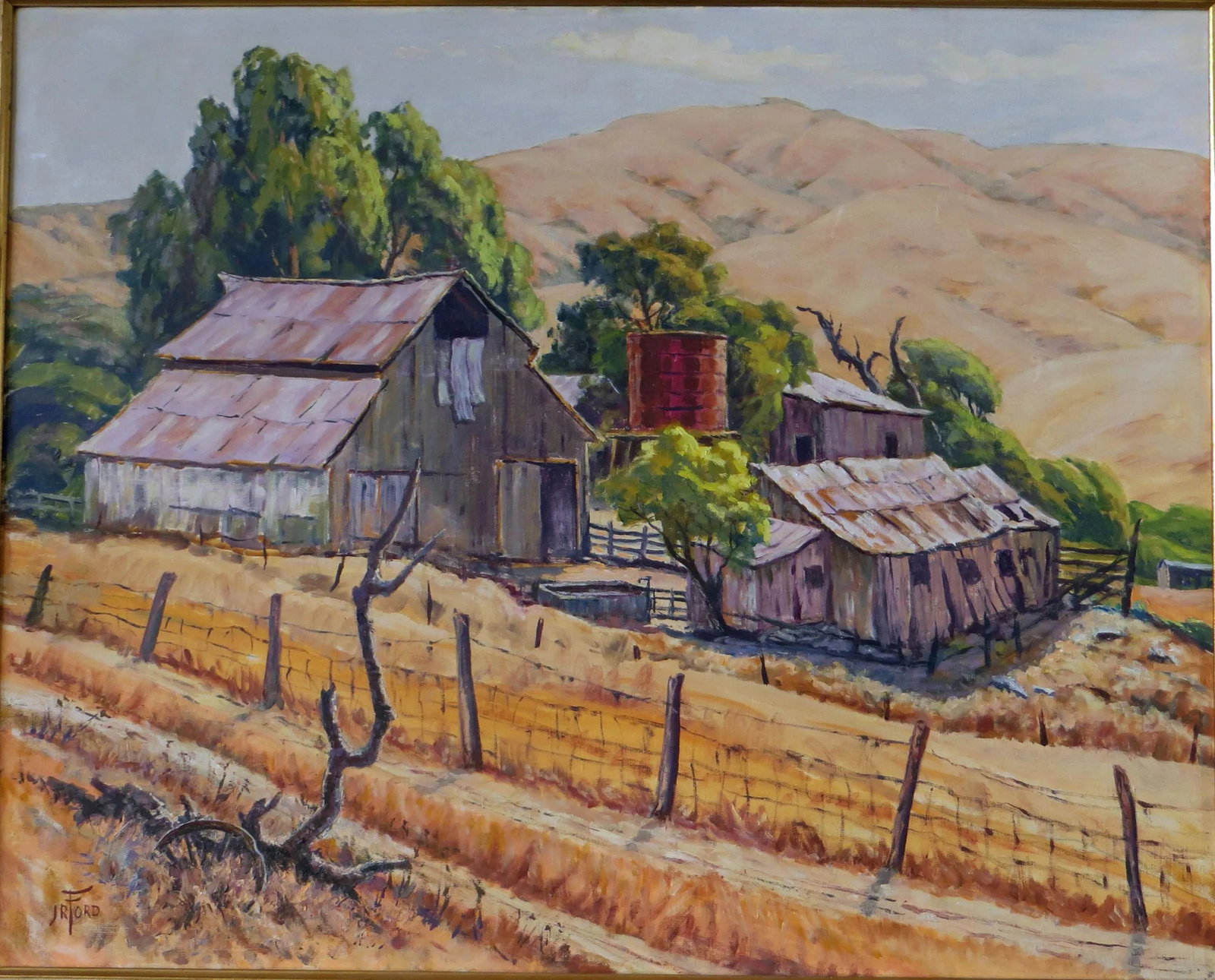 California Landscape Rancho El Camino Vintage Oil Painting (1 of 8)