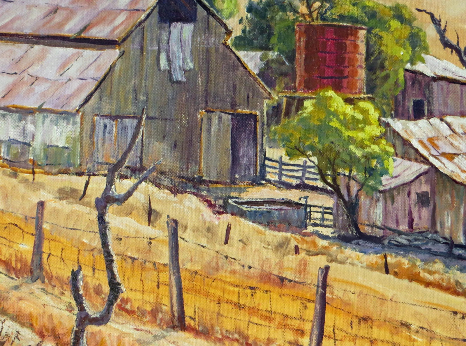 California Landscape Rancho El Camino Vintage Oil Painting - 6
