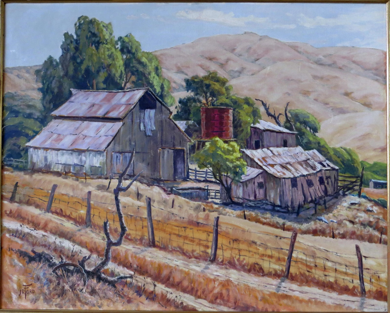 California Landscape Rancho El Camino Vintage Oil Painting - 7