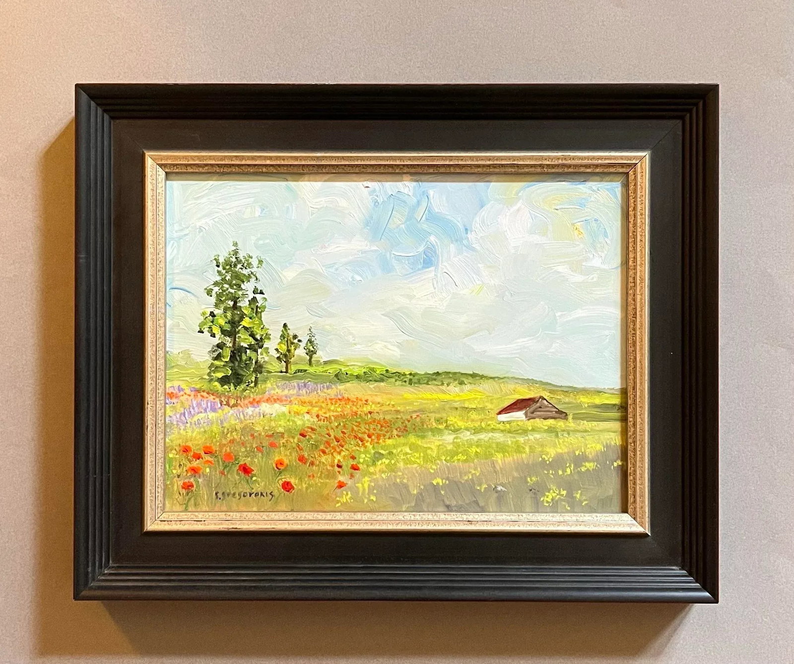 Poppy Field, Contemporary Impressionist Oil Painting by Satori Gregorakis. Framed. - 3