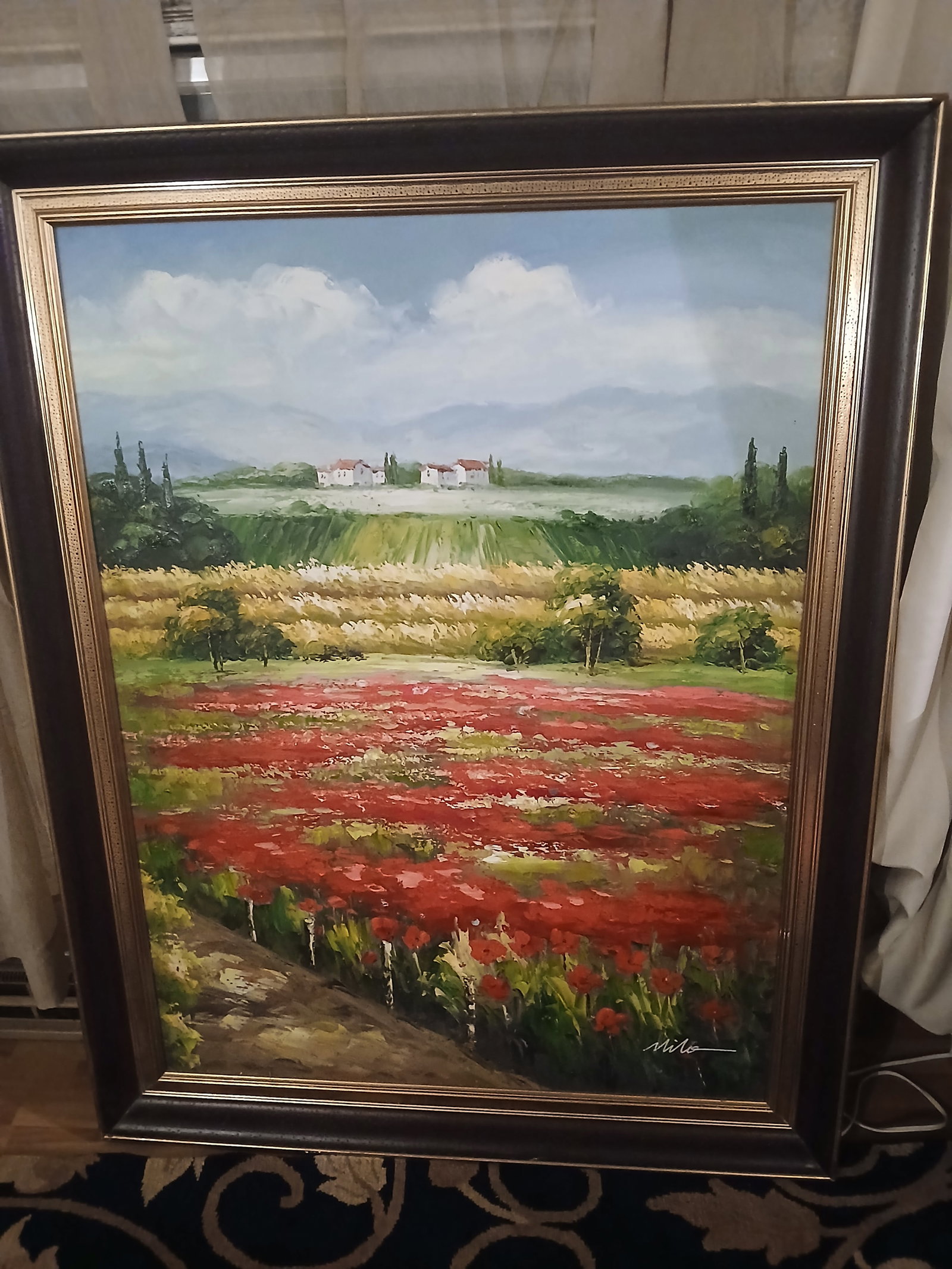 1990s Vintage Large Italian Countryside Landscape, Acrylic on Canvas - 7