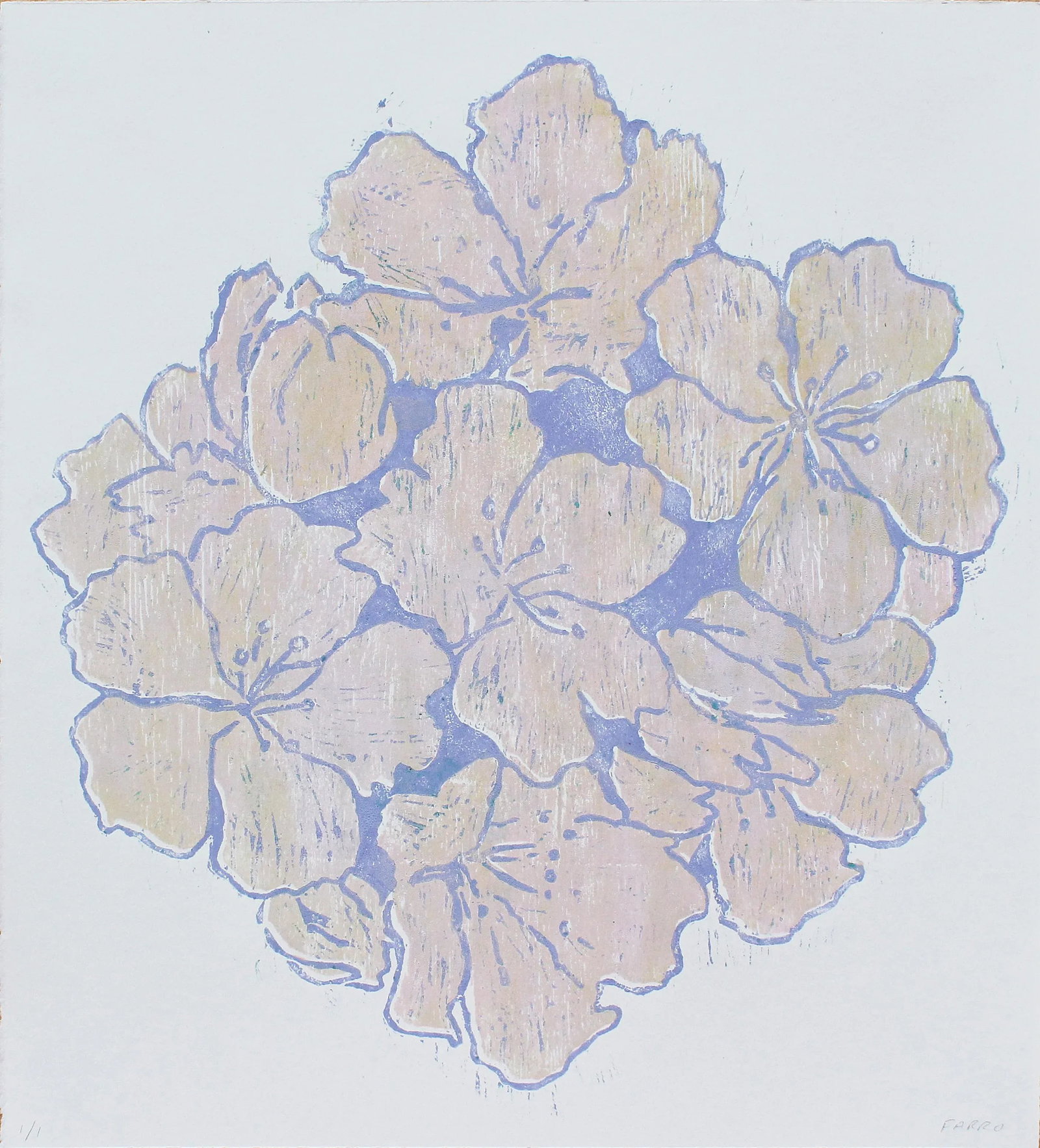 One of a Kind Pink Floral Woodblock Print by Michelle Farro - 12