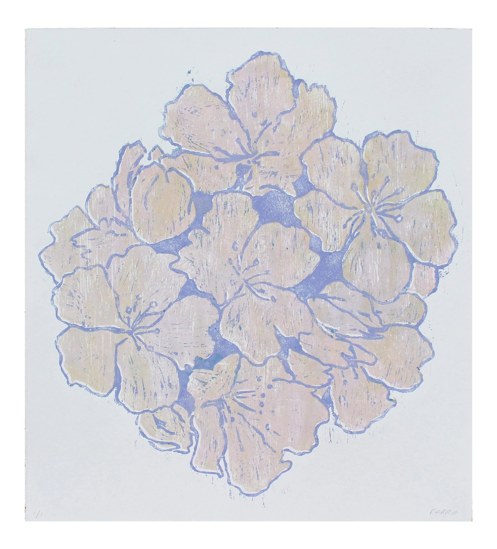 One of a Kind Pink Floral Woodblock Print by Michelle Farro: This is an original woodblock print, part of a series depicting the fabrics and patterns found in my everyday surroundings. details: "Pink Carnation" *one of a kind woodblock print *printmaking ink on