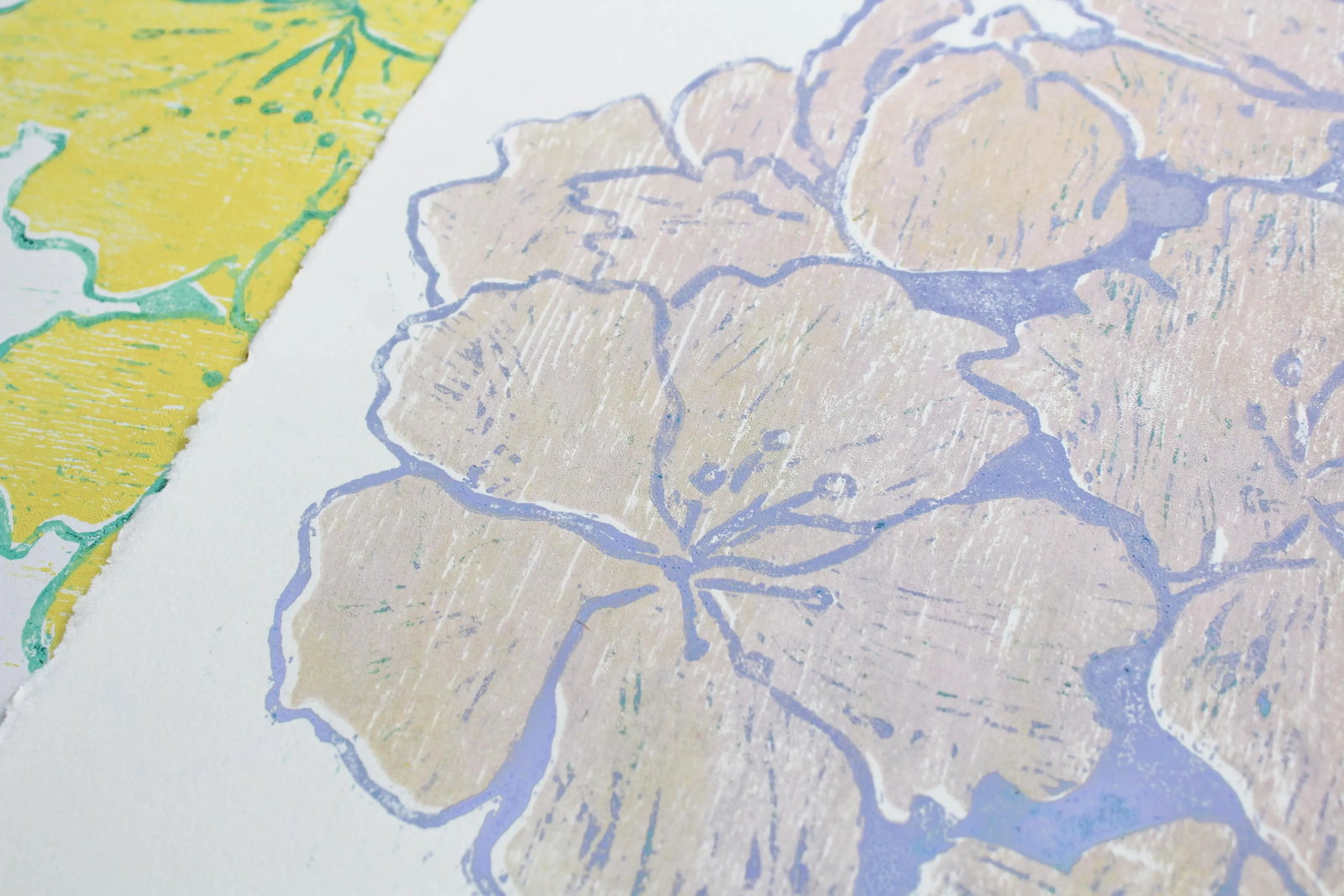 One of a Kind Pink Floral Woodblock Print by Michelle Farro - 9