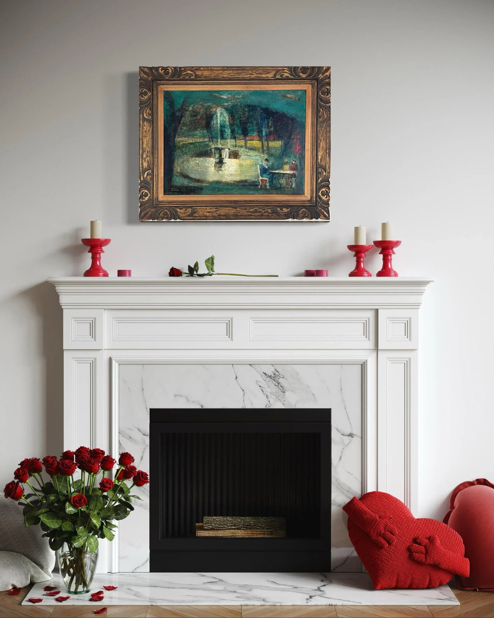 Mid 20th Century Fountain in the Park, Oil on Canvas by Martin Friedman - 6