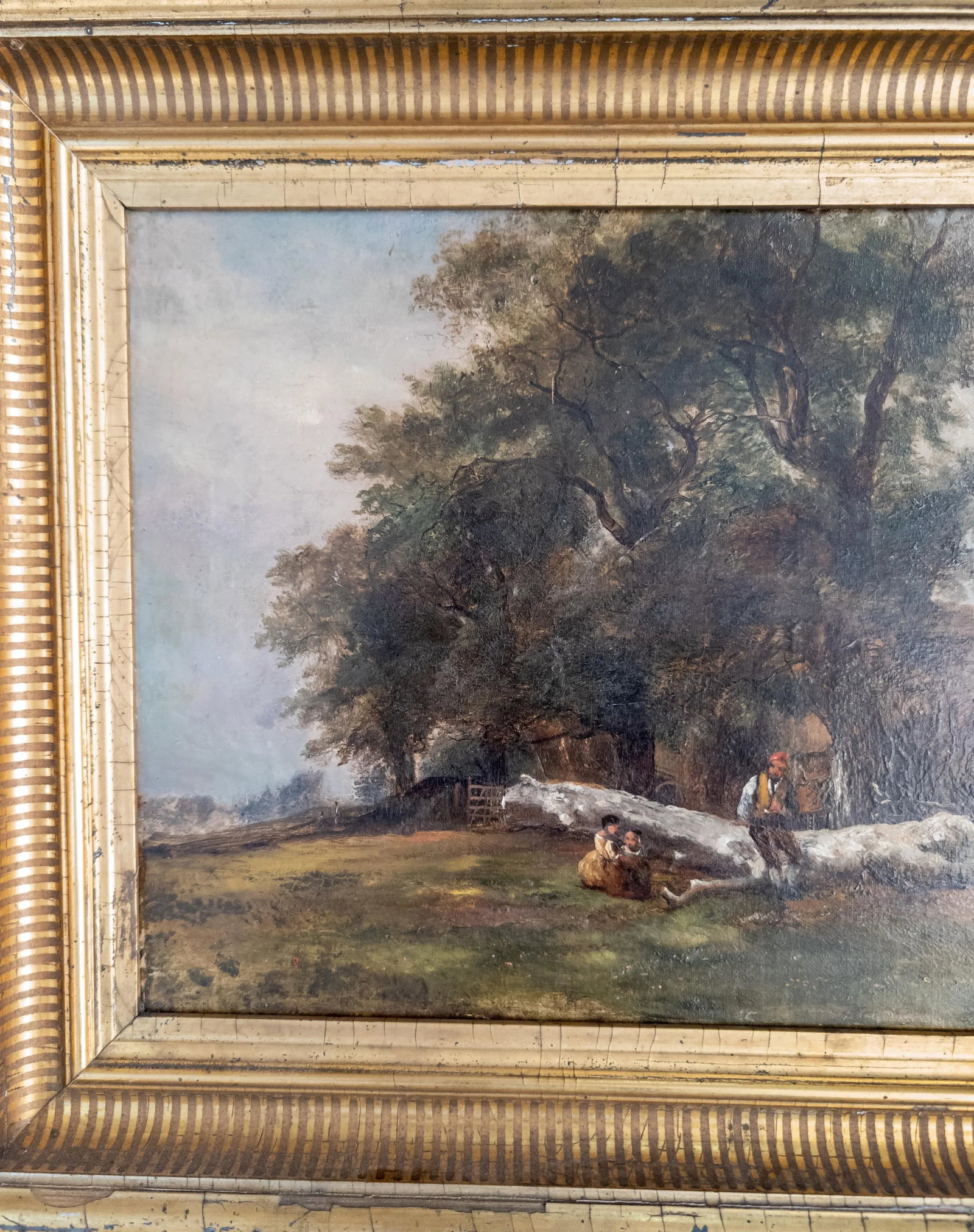 19th Century European Landscape Genre Scene Oil Painting in Great Frame - 5