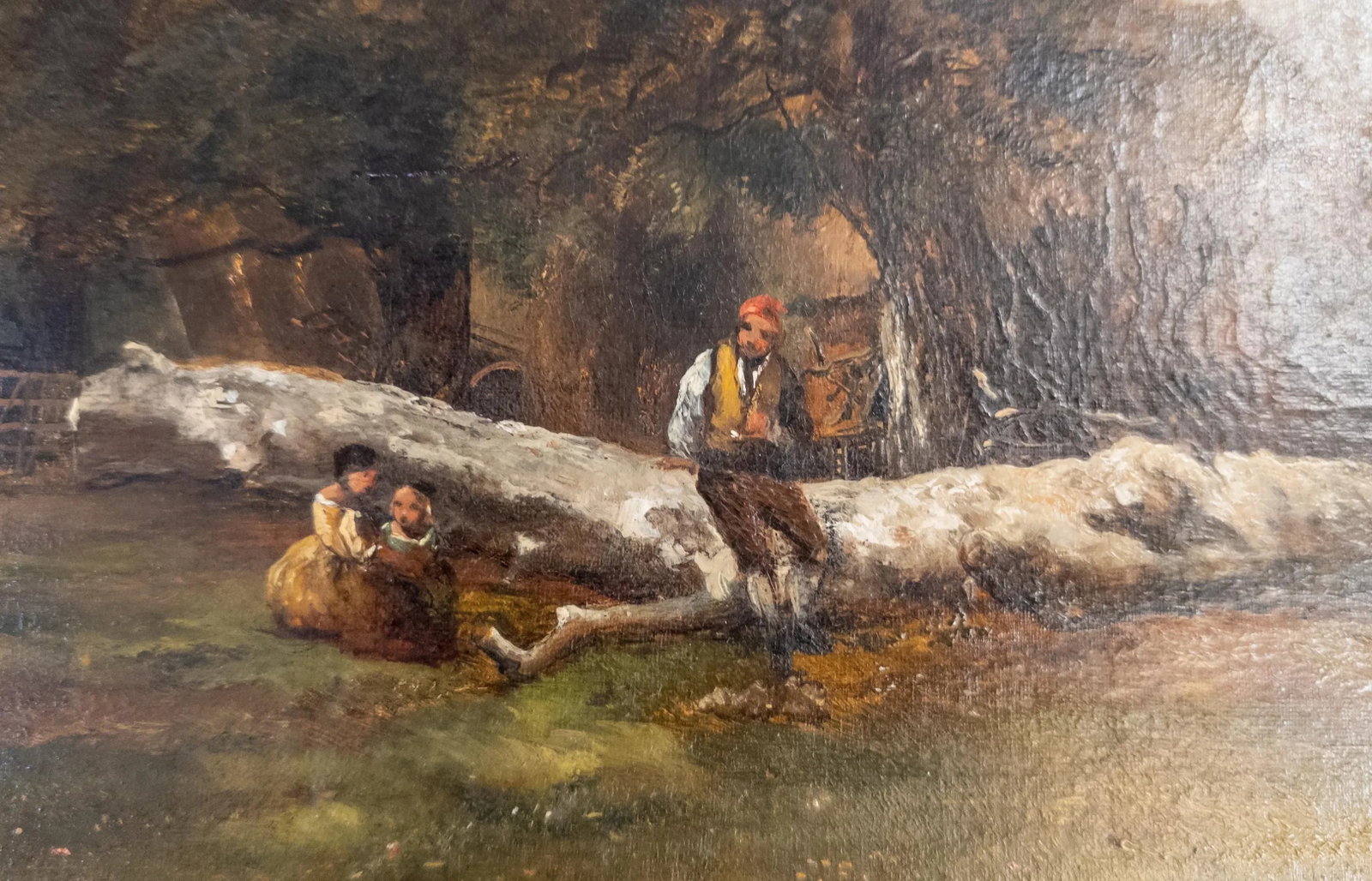 19th Century European Landscape Genre Scene Oil Painting in Great Frame - 7