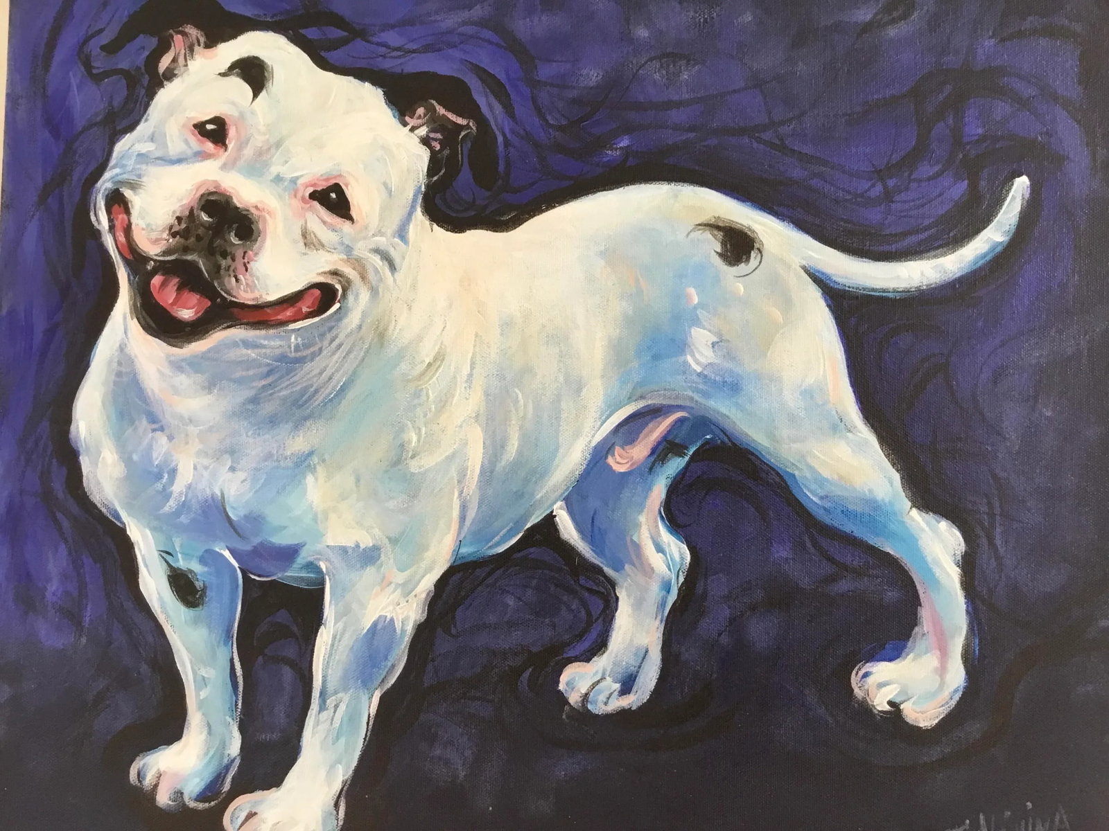 Realist "Smile" Acrylic on Canvas Painting of a Dog by T.Nivina - 2