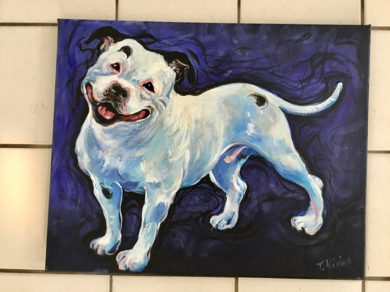 Realist "Smile" Acrylic on Canvas Painting of a Dog by T.Nivina - 8