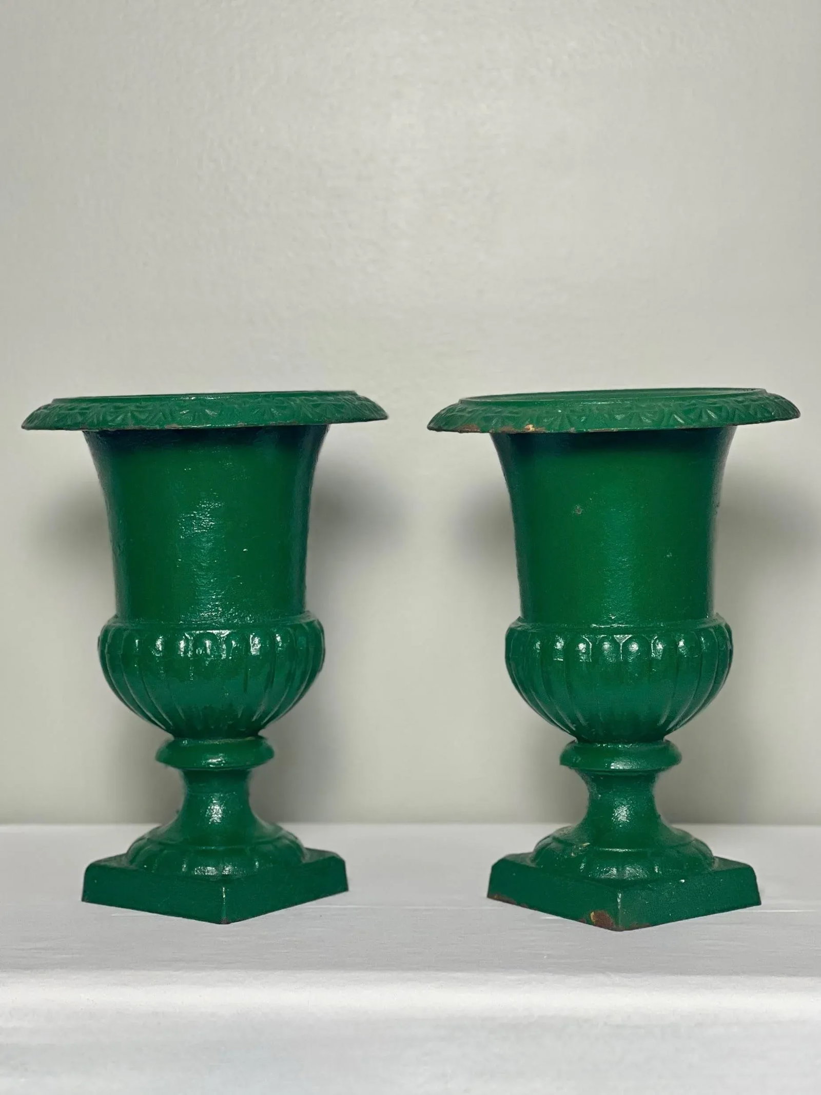 Pair of 20th Century French Green Cast Iron Urns - 2