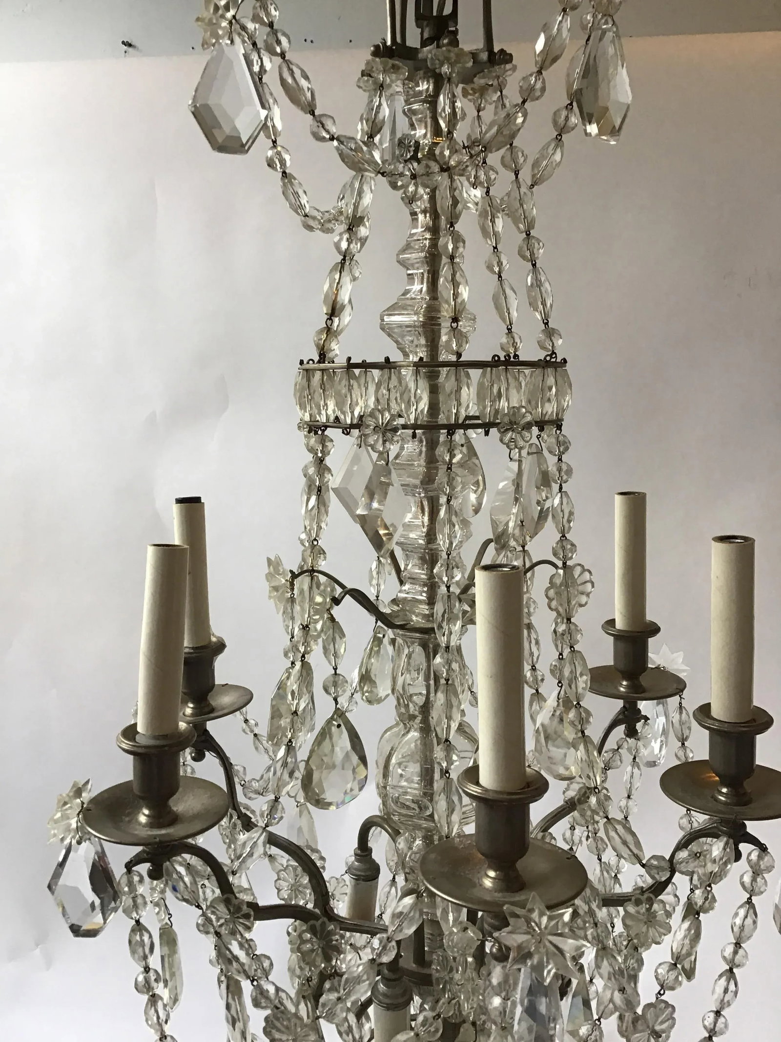 1940s French 6-Arm Crystal Chandelier - 10