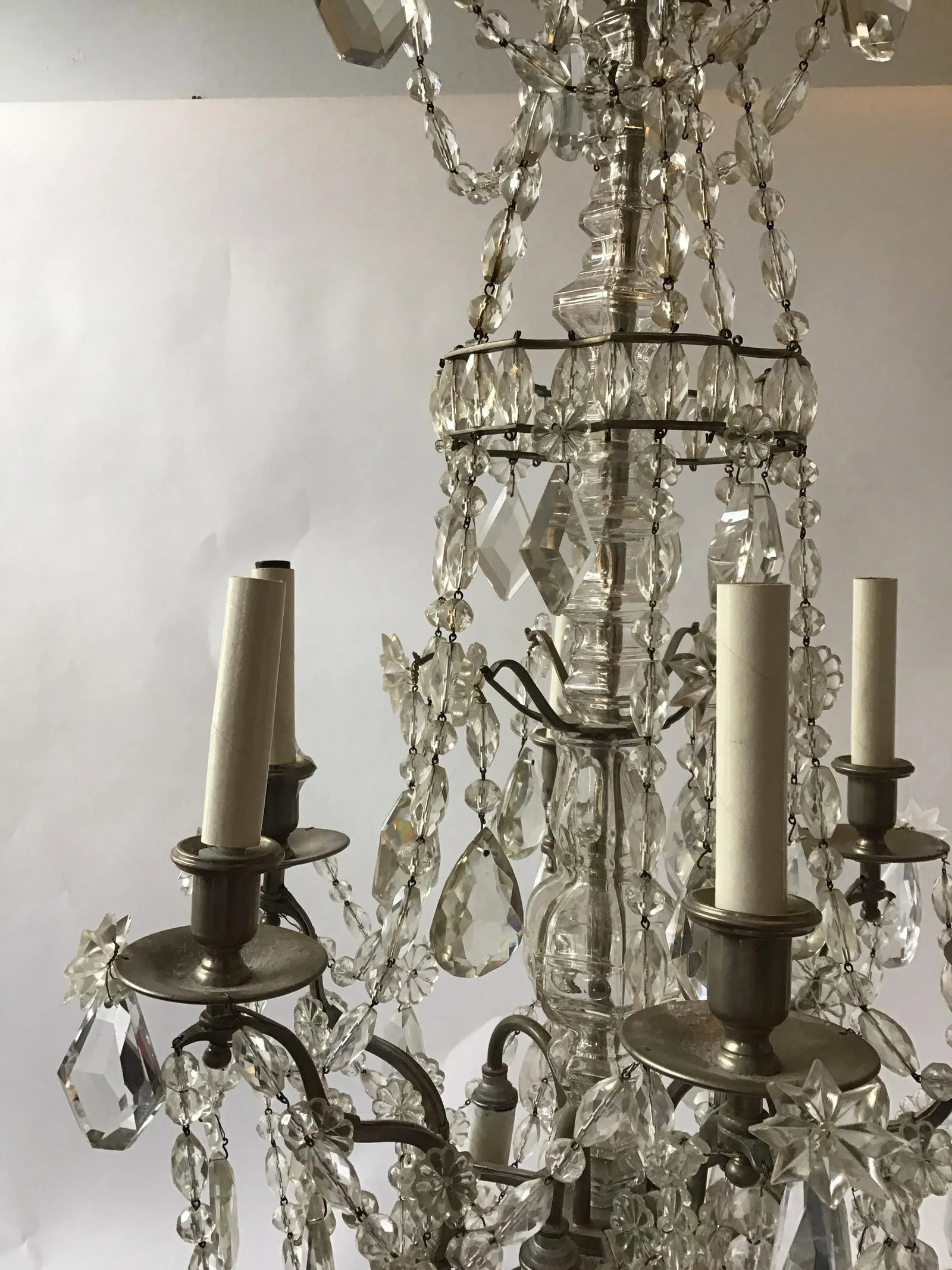 1940s French 6-Arm Crystal Chandelier - 11