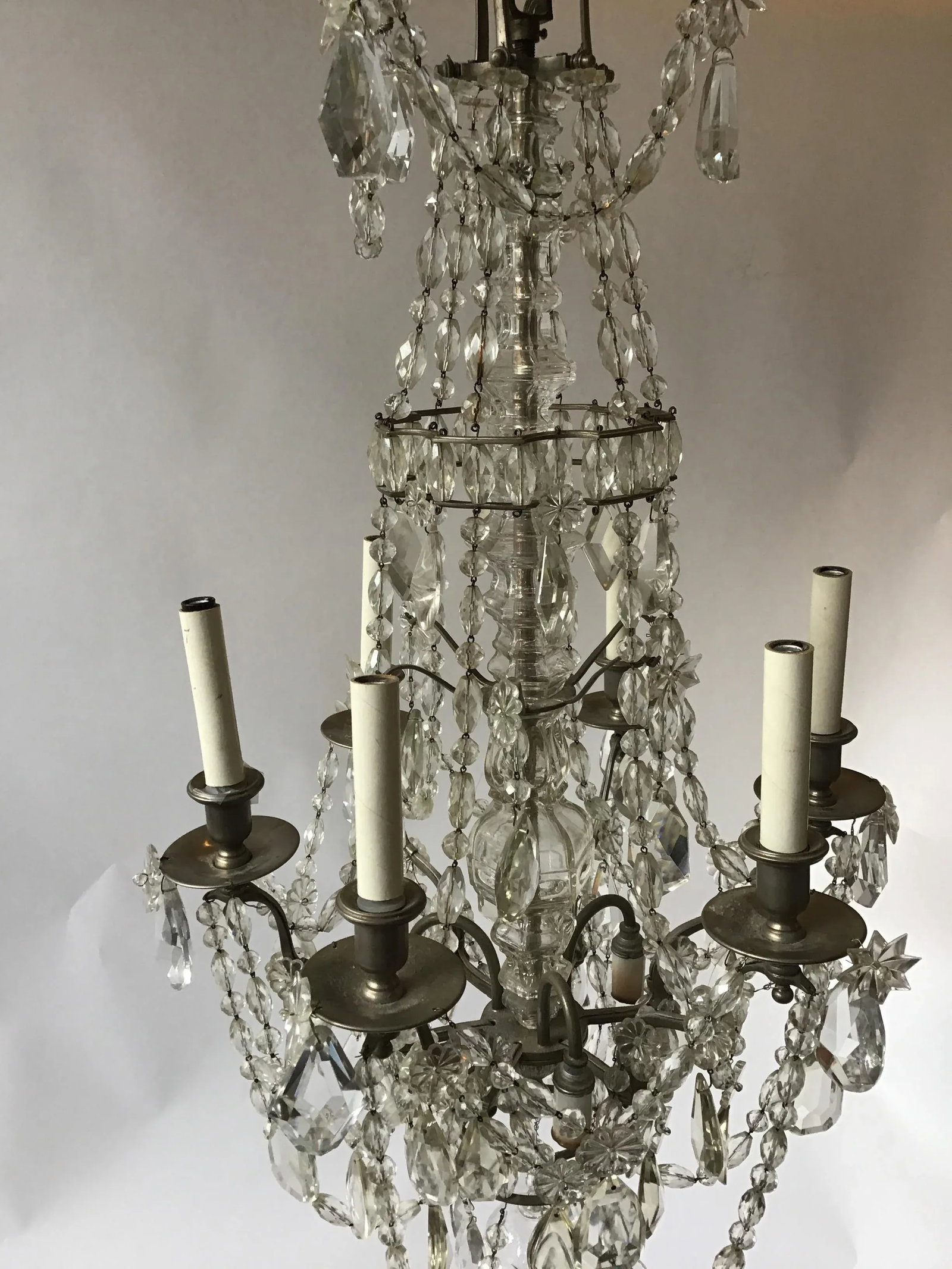 1940s French 6-Arm Crystal Chandelier - 12