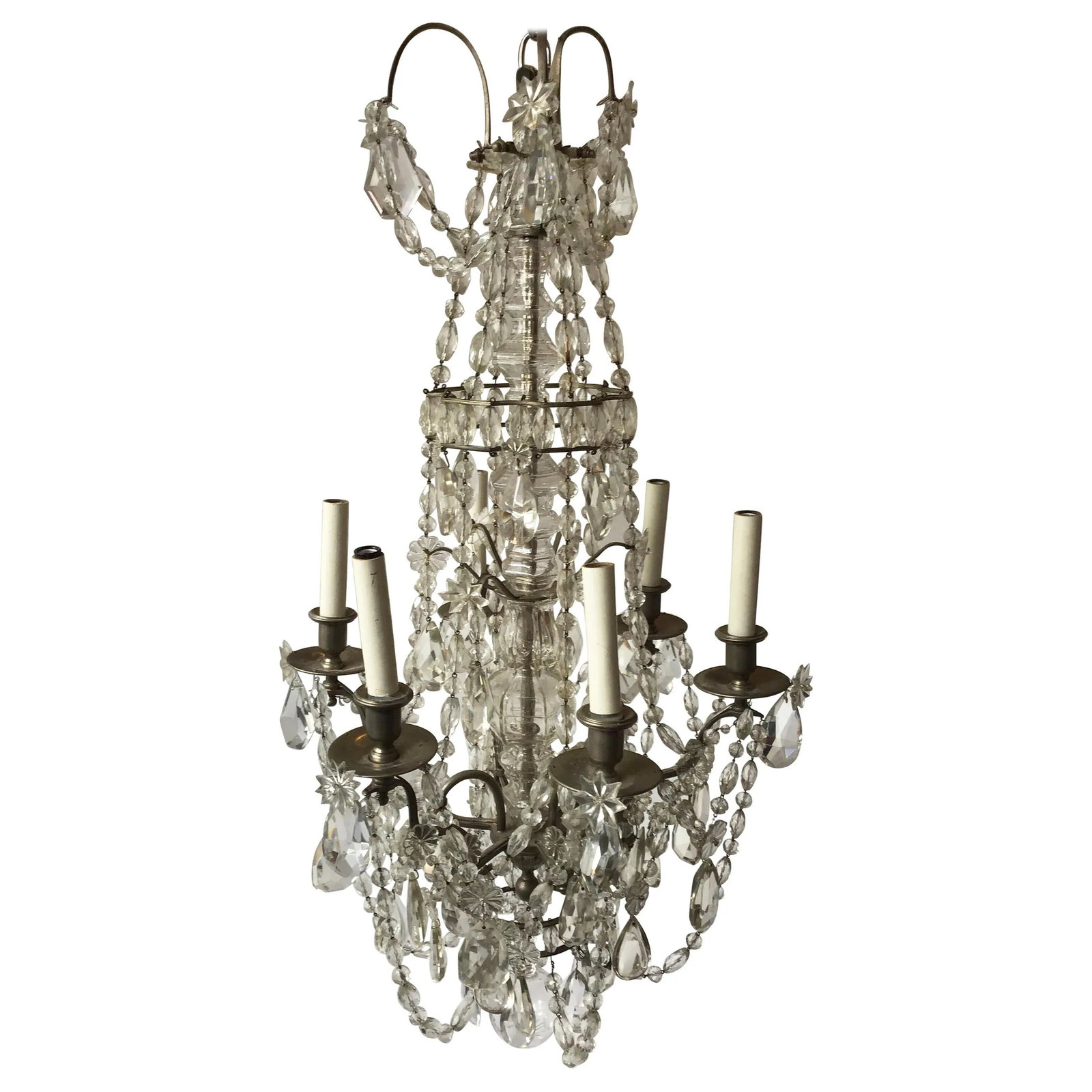 1940s French 6-Arm Crystal Chandelier - 13