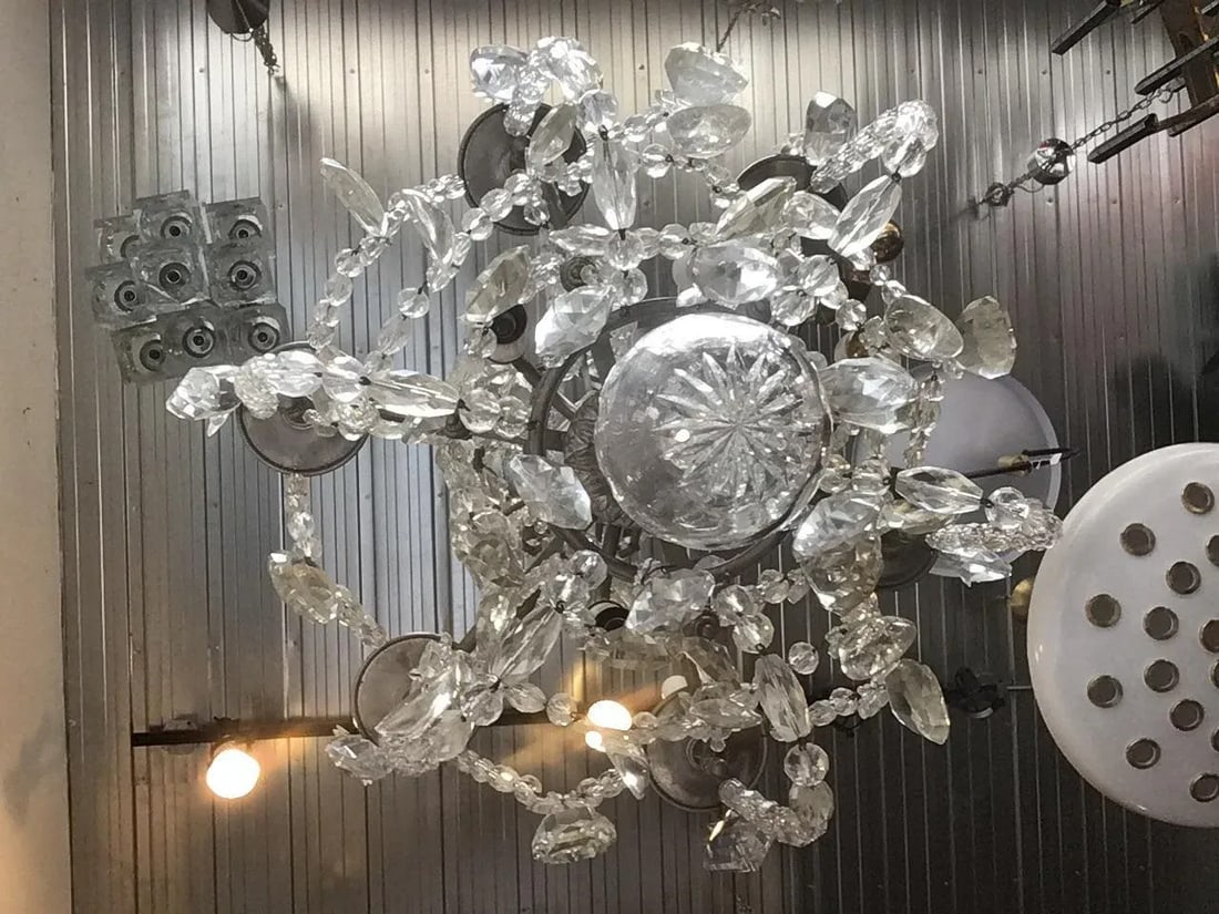 1940s French 6-Arm Crystal Chandelier - 5
