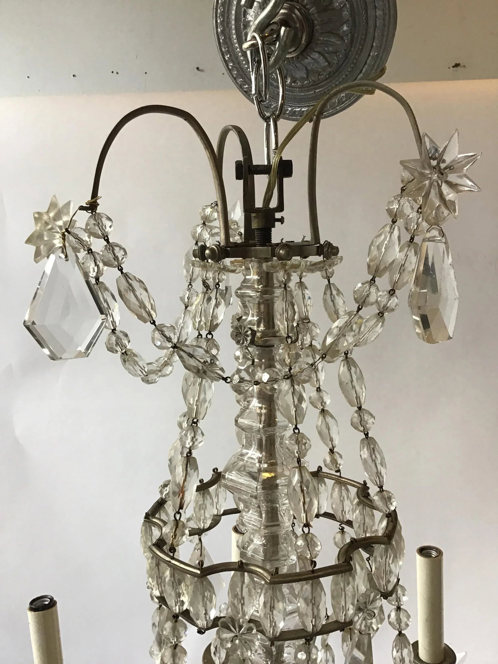 1940s French 6-Arm Crystal Chandelier - 9