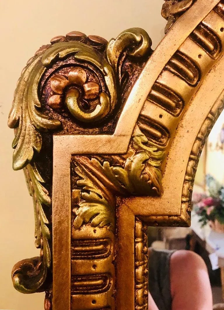 Hollywood Regency Carved Wall Console or Over the Mantle Mirror - 7