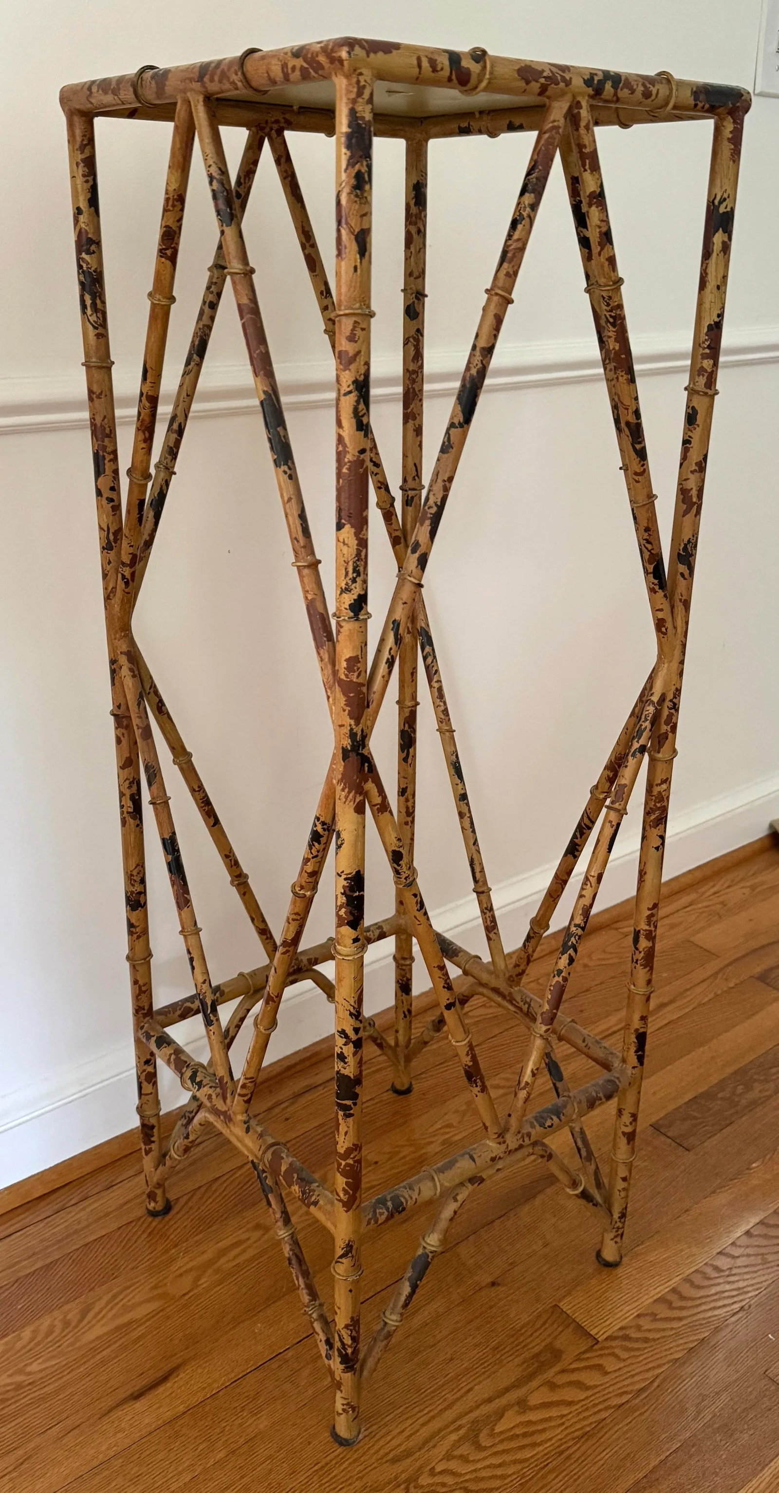 Vintage Faux Tortoise Metal Bamboo Plant Stand - 10