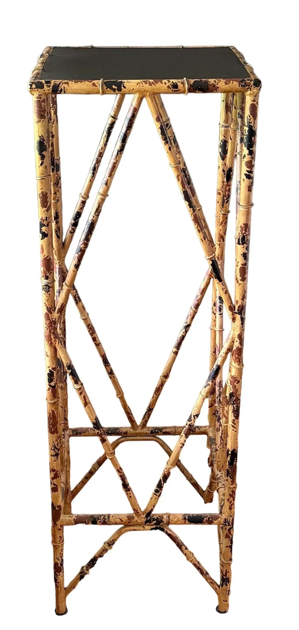 Vintage Faux Tortoise Metal Bamboo Plant Stand - 3
