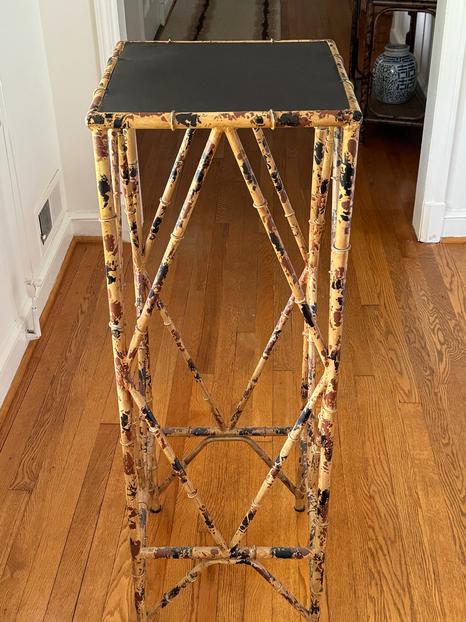 Vintage Faux Tortoise Metal Bamboo Plant Stand - 4