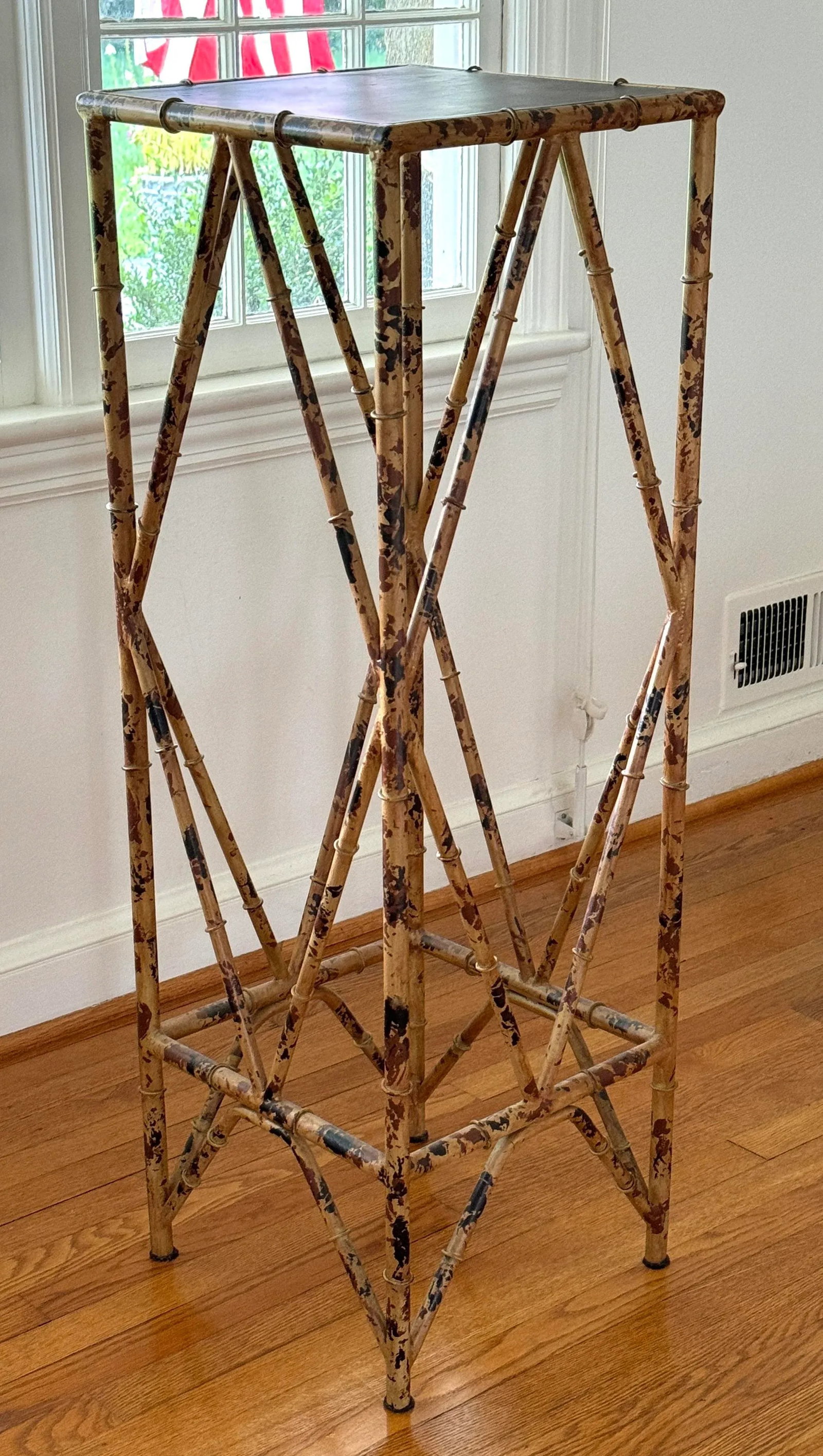 Vintage Faux Tortoise Metal Bamboo Plant Stand - 5