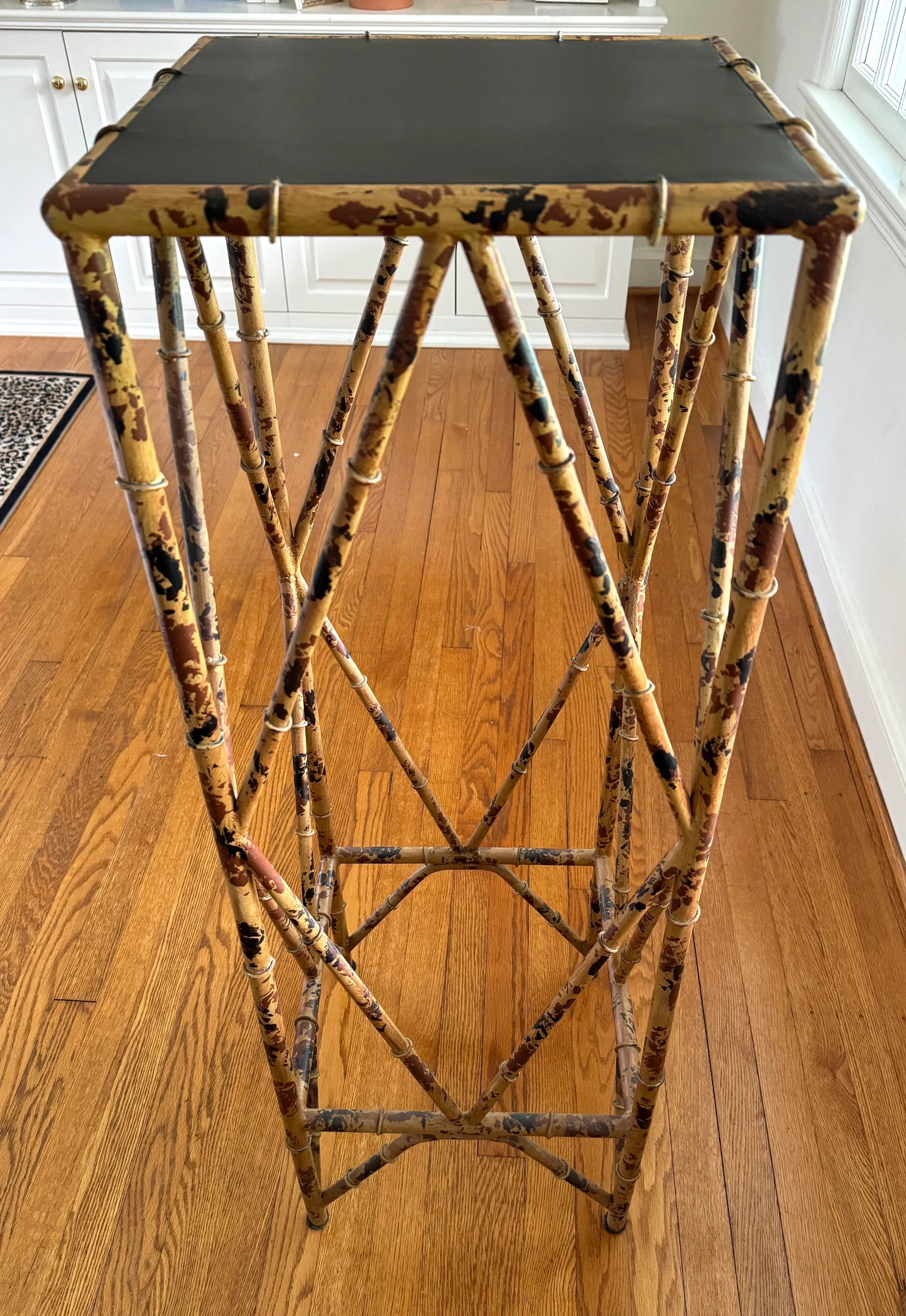 Vintage Faux Tortoise Metal Bamboo Plant Stand - 6