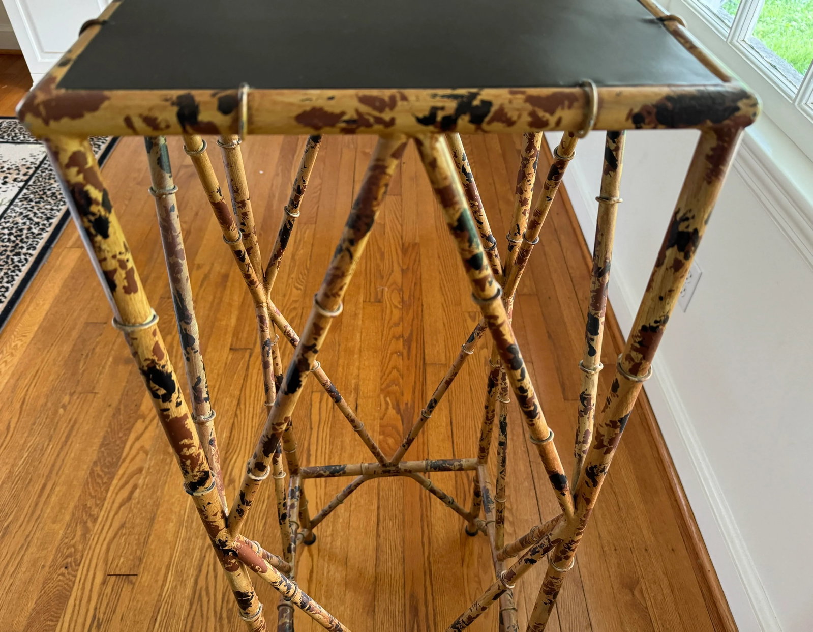 Vintage Faux Tortoise Metal Bamboo Plant Stand - 8