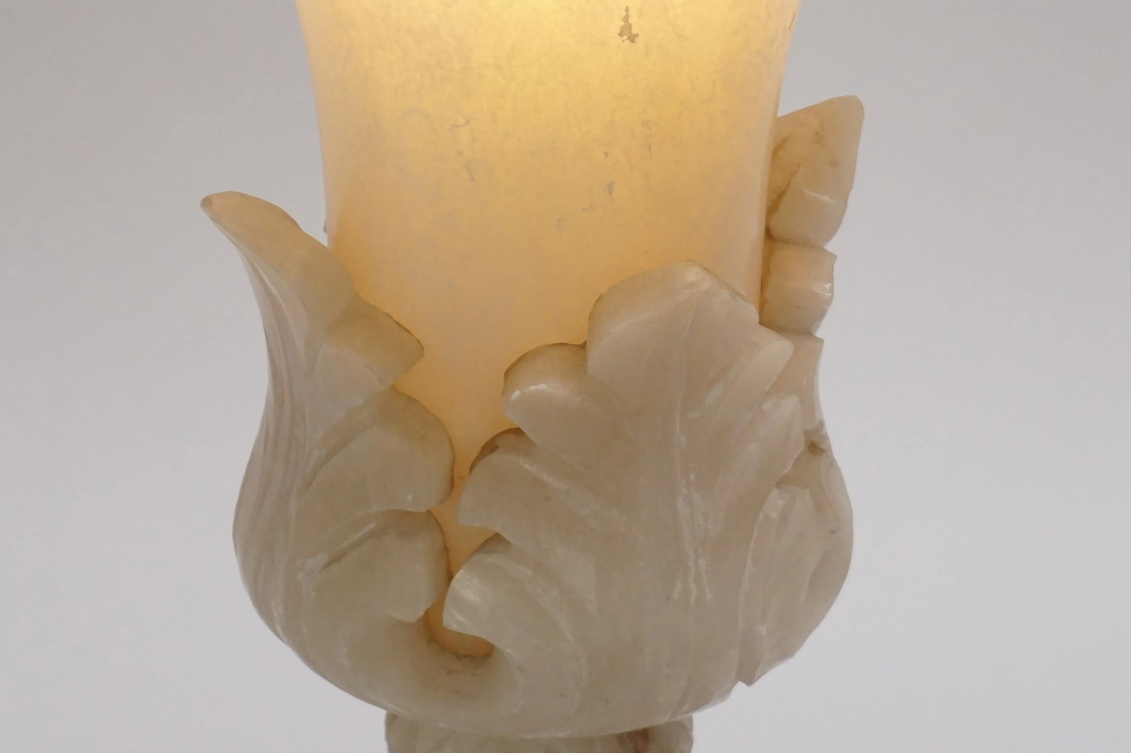 1950s Large Alabaster Leaf Urn Table Lamp, Lit From Within - 10