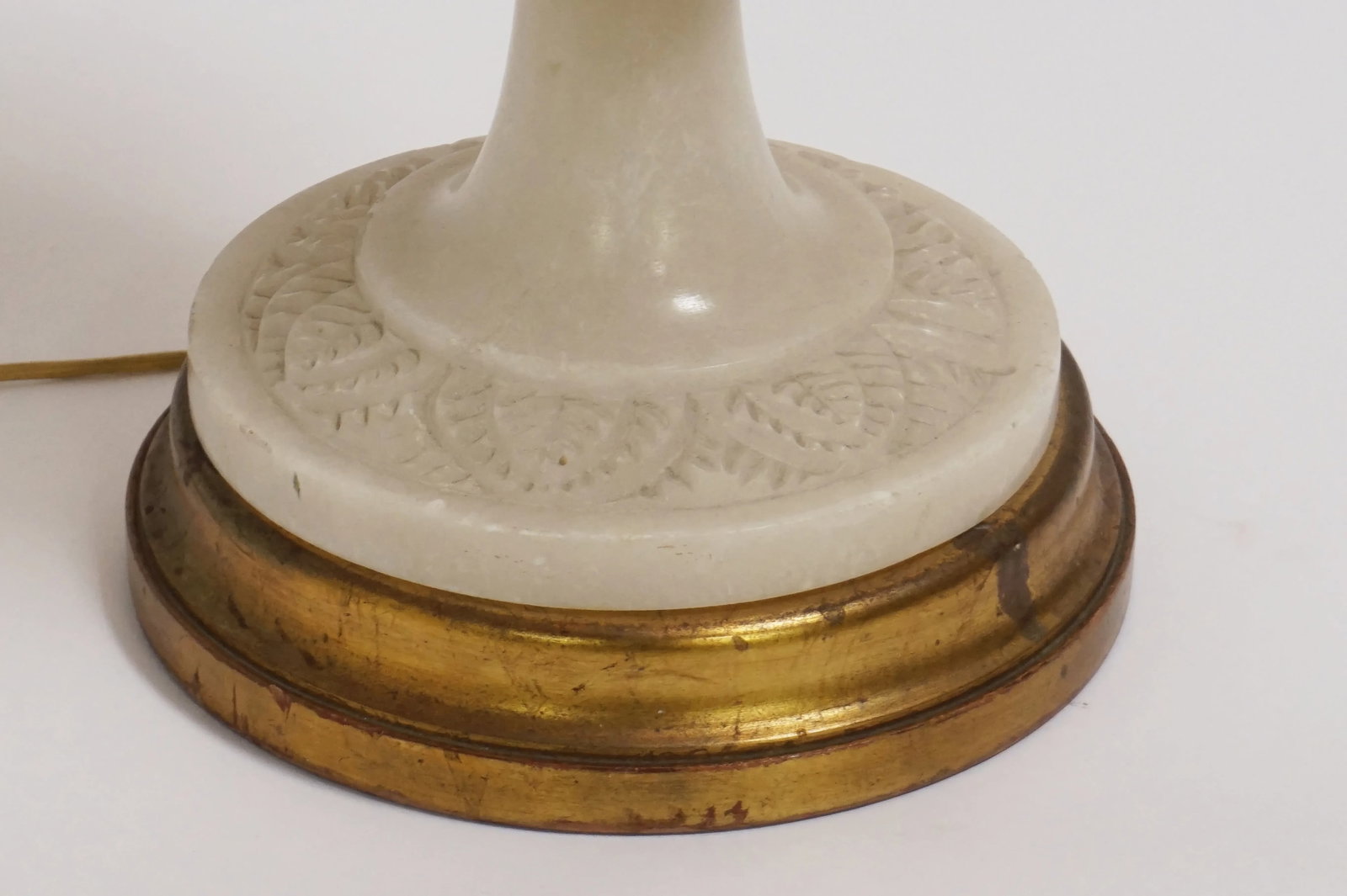 1950s Large Alabaster Leaf Urn Table Lamp, Lit From Within - 11