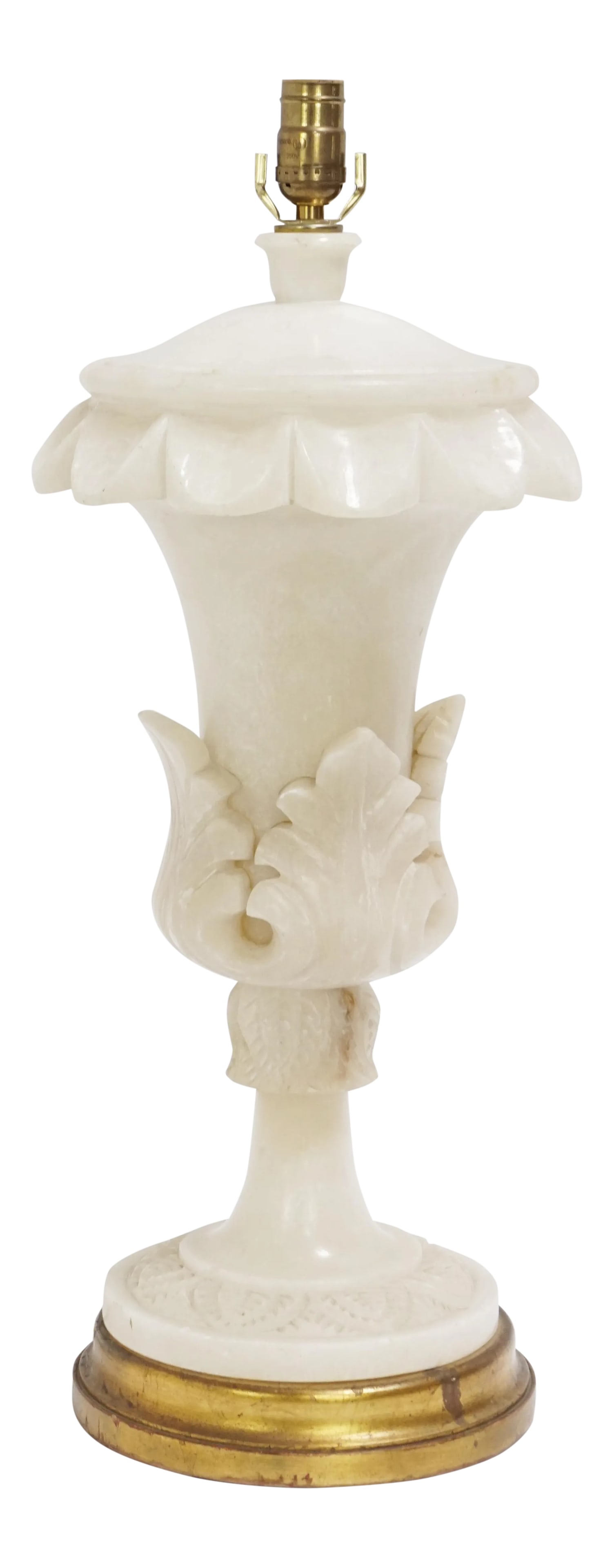 1950s Large Alabaster Leaf Urn Table Lamp, Lit From Within (1 of 11)